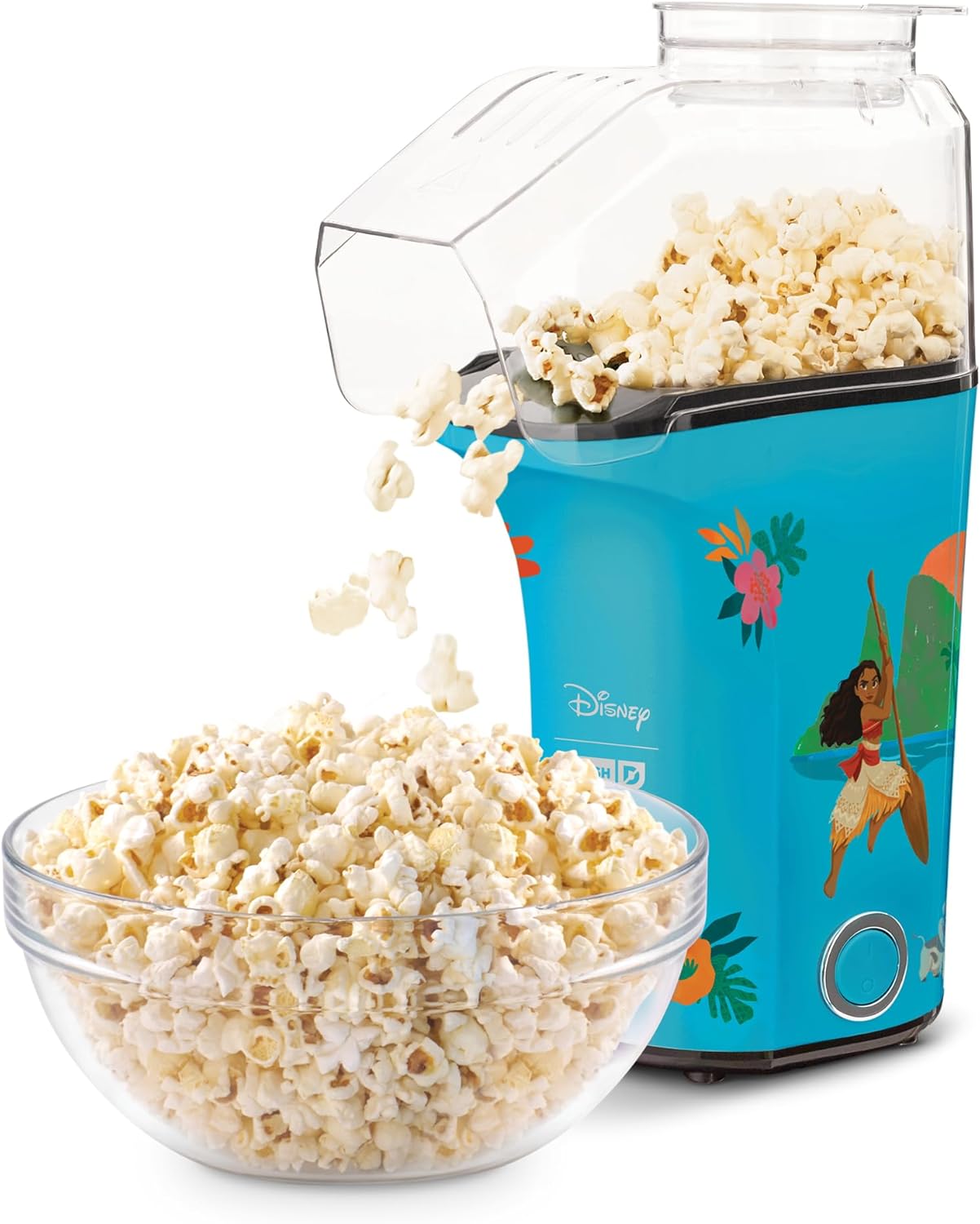 Disney Dash Fresh Pop Popcorn Maker - Oil-Free, Air Popcorn Popper - With Measuring Cup & Recipe Guide - Perfect for Movie Nights - 16 Cups, Moana
