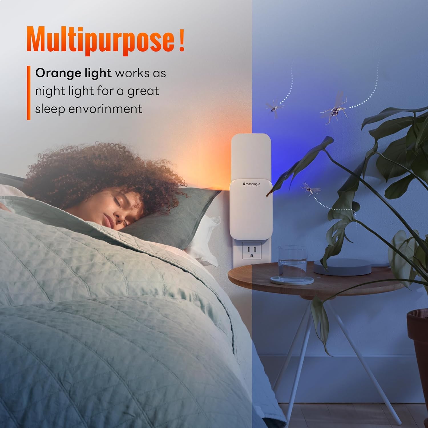 Mosalogic Fruit Fly Traps for Indoors Gnat Trap for House Indoor-600 Sqft Protection Area UV Fly Insect Trapper for Fruit Flies,Gnat,Mosquito,and Other Flying Insect TLug in Bug Killer White