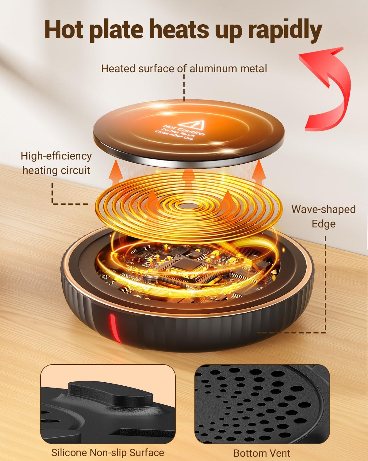 HouseGem Large Candle Warmer TLate - Coffee Cup Mug Warmer for Desk, Candle Melter, Electric Mug Heater for Beverages, Milk & Tea, Coffee Accessories Ideal Gifts Keep Cup Warm (Black)