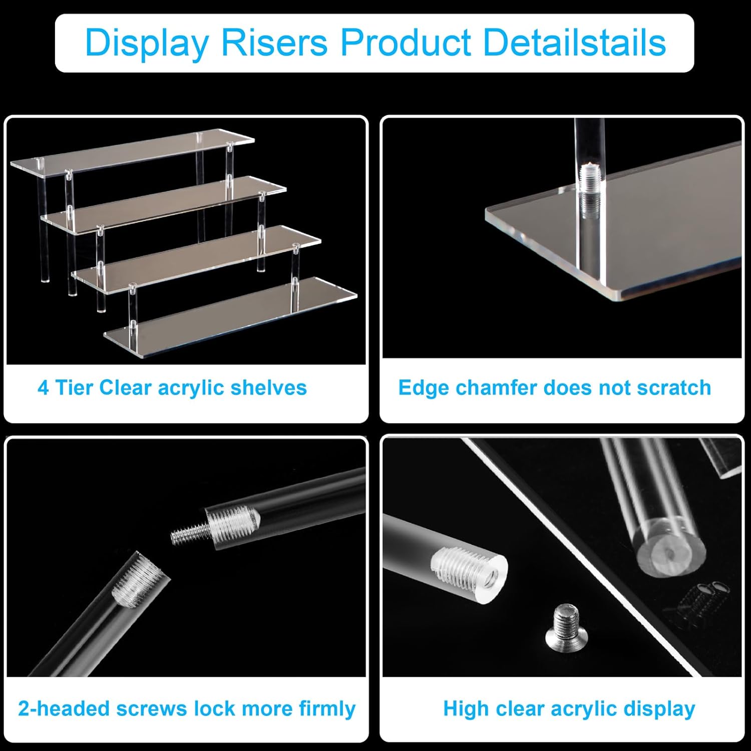 4 Tier Clear Acrylic Perfume Organizer Stand for DisTLay & Storage