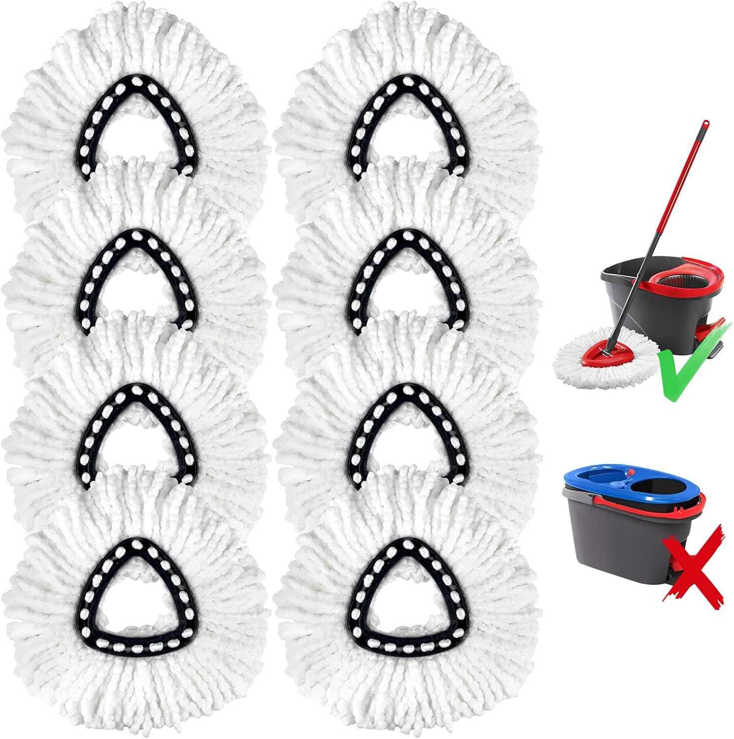 4-Pack Mop Replacement Heads for Ocedar Mop Replace Head EasyWrin Spin Mop Heads Replacements, Easy Cleaning Mop Head Replacement