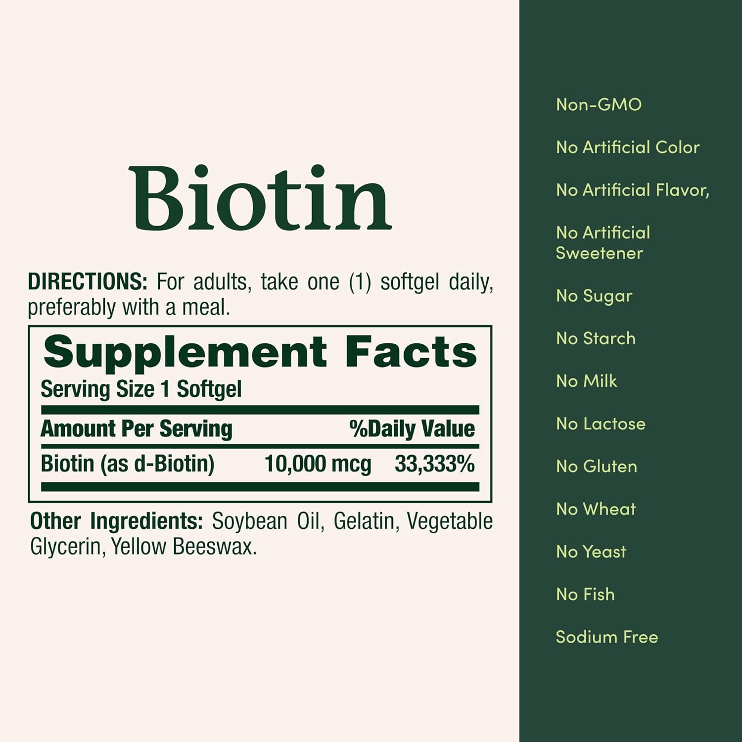 Nature's Bounty Biotin Hair Skin and Nails Vitamins, Supports Healthy Hair, Skin and Nails, 10,000 mcg, 120 Softgels (Pack of 1)