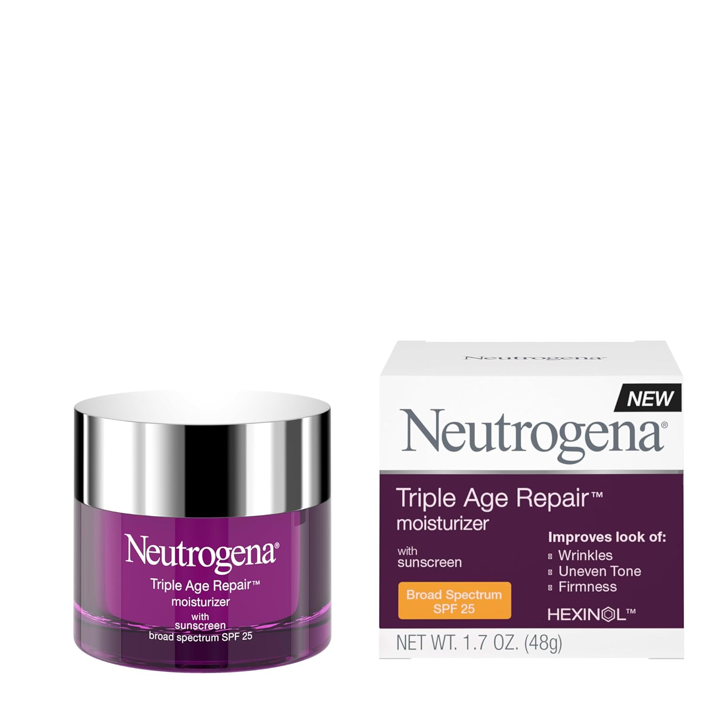 Neutrogena TriTLe Age Repair Face Moisturizer - with Hexinol Technology & Vitamin C, Anti-Wrinkle Face Cream with SPF 25, Visibly Reduces Wrinkles & Firms Skin, 1.7 oz