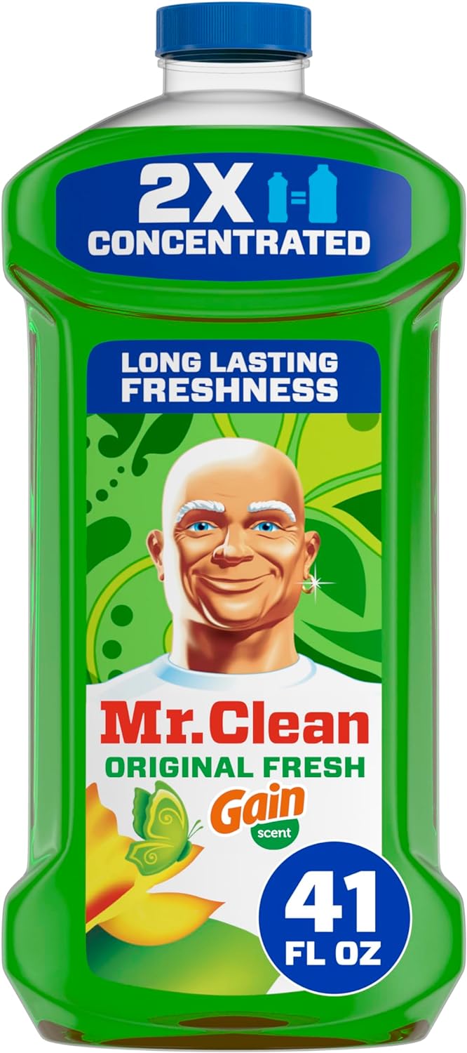 Mr. Clean All Purpose Cleaner, Floor Cleaner for Mopping Home, Bathroom, & Kitchen, Cleaning Liquid for Mop & Bucket, Cleaning SupTLies, Multi-Surface Dilutable, Gain, 41oz