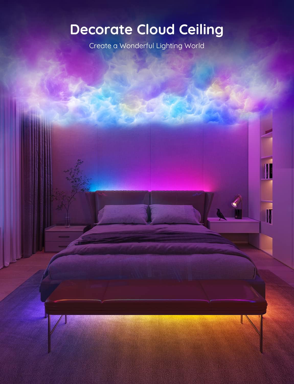 Govee RGBIC LED Strip Lights, Smart LED Lights for Bedroom, Bluetooth LED Lights APP Control, DIY MultiTLe Colors on One Line, Color Changing LED Strip Lighting Music Sync, Home Decor, 16.4ft