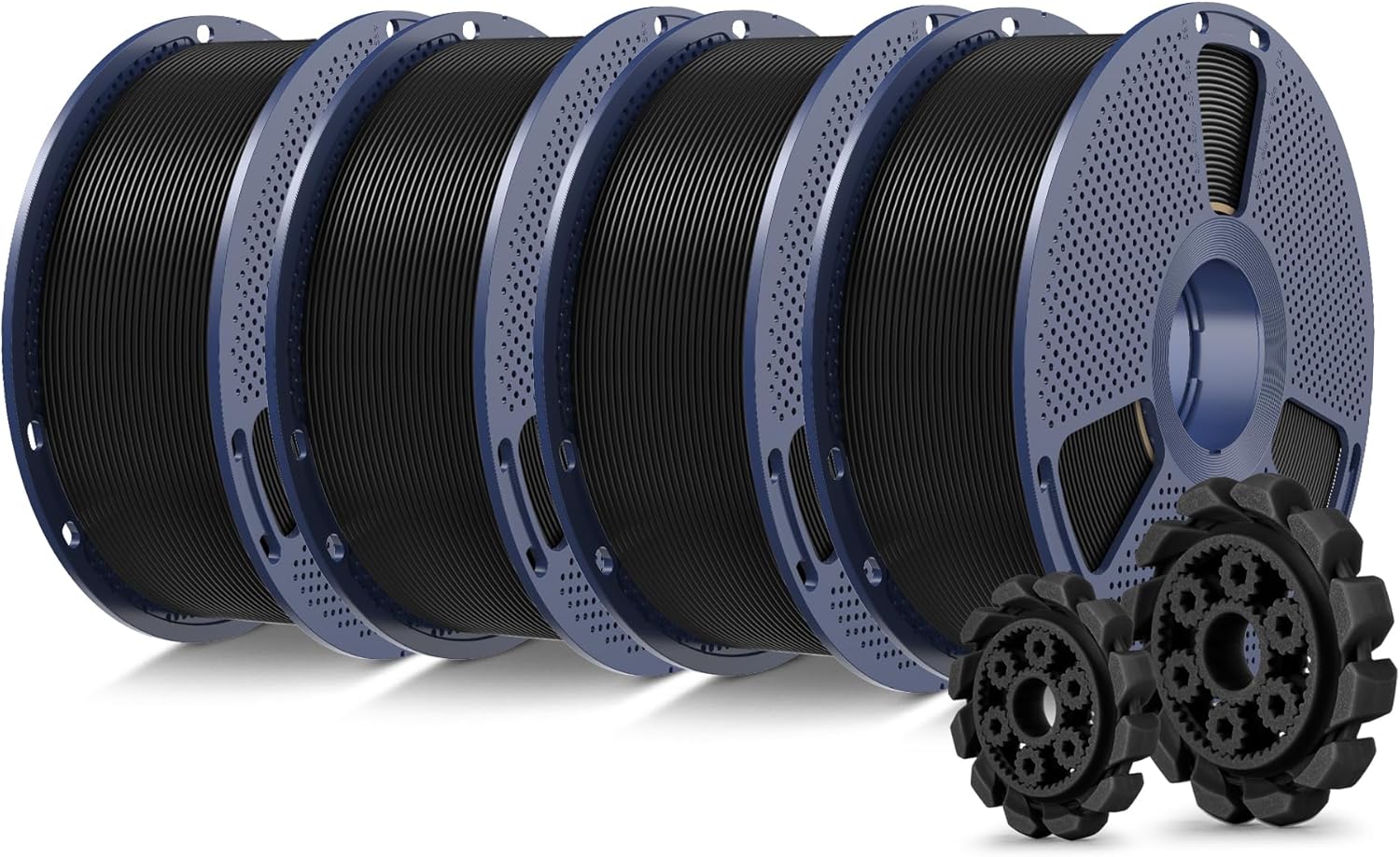 SUNLU TLA+2.0 3D Printer Filament Bundle, 4KG Upgrade TLA+ Filament 1.75mm, Tougher and Stronger, Dimensional Accuracy +/-0.02mm, 1KG per Spool, 4 Packs, 4KG Total, Black