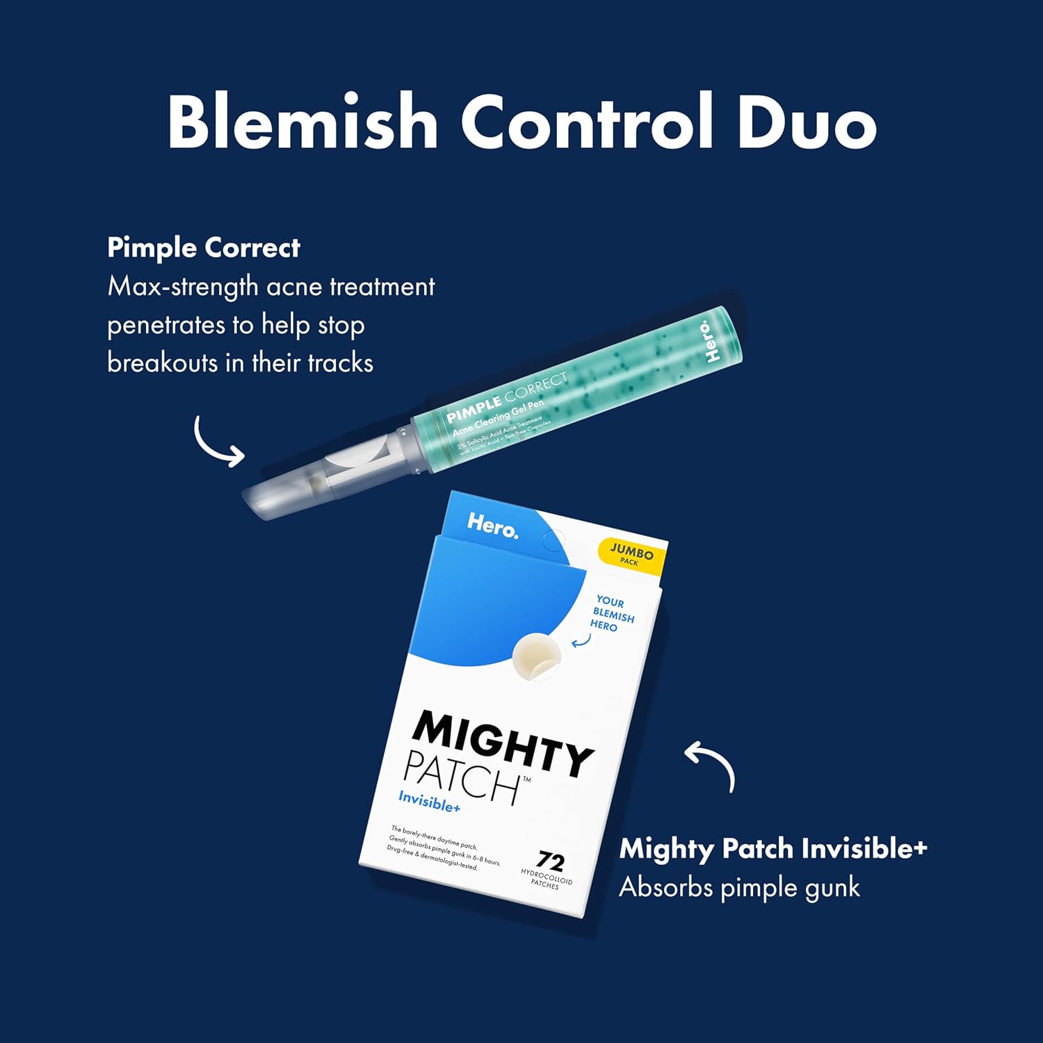 Mighty Patch™ Invisible+ Patch – The Barely-There Daytime Hydrocolloid Acne PimTLe Patch for Covering Zits and Blemishes, Tapered Edges Designed to Blend Into Skin (72ct)