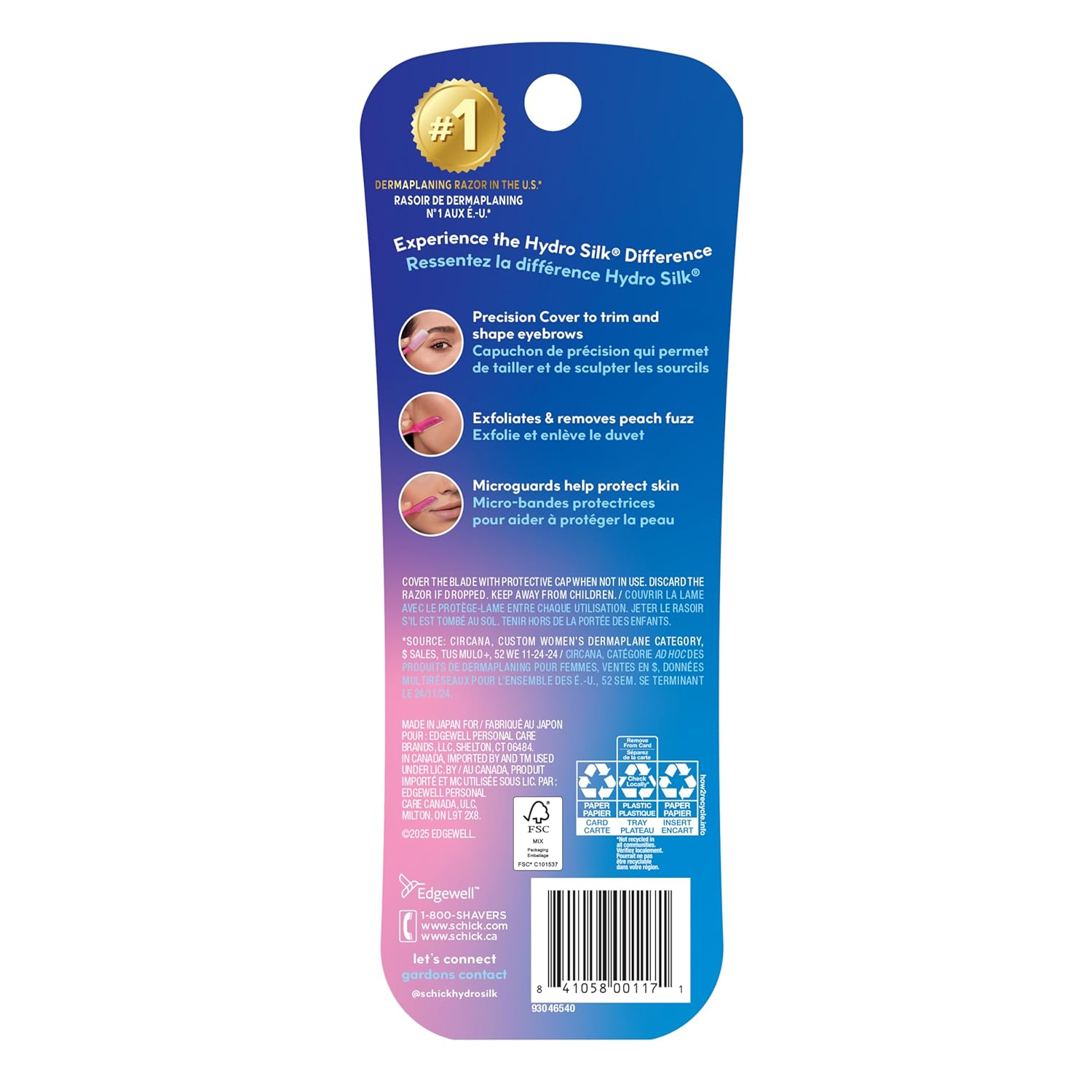 Schick Hydro Silk Touch-Up DermaTLaning Tool with Precision Cover, 3ct | DermaTLane Razor, Face Razors for Women, Peach Fuzz Remover