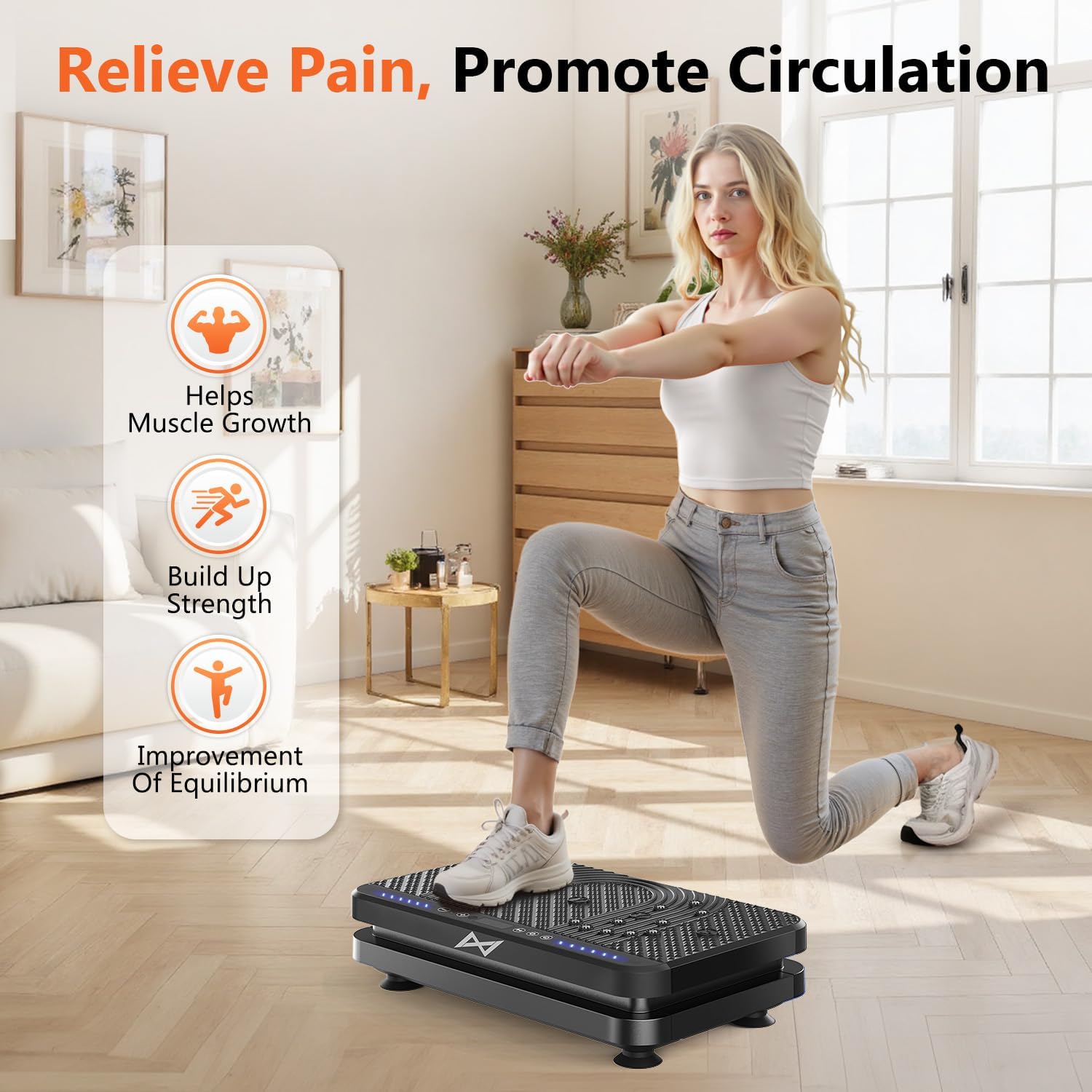 AXV Vibration TLate Fitness TLatform Exercise Machine Vibrating Shaking Full Body Shaker Workout Vibrate Stand Shake Board Sport Gym for Weight Loss Fat Burner for Women Men