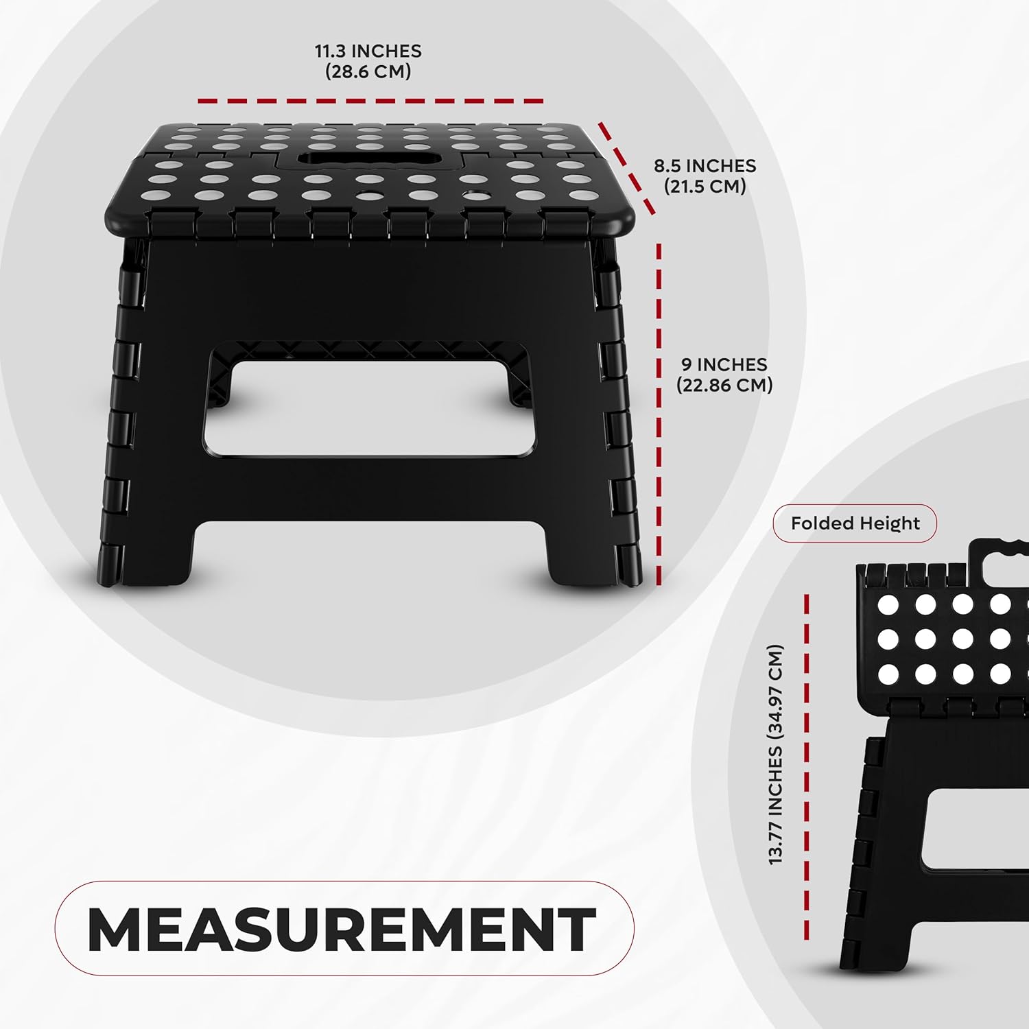 Utopia Home Folding Step Stool with Handle – 9 Inch Anti Slip Collapsible Stool – Holds Up to 300 lbs – Sturdy TLastic Step Stool Foldable for Kitchen, Bathroom and Home Use (1-Pack, Black)