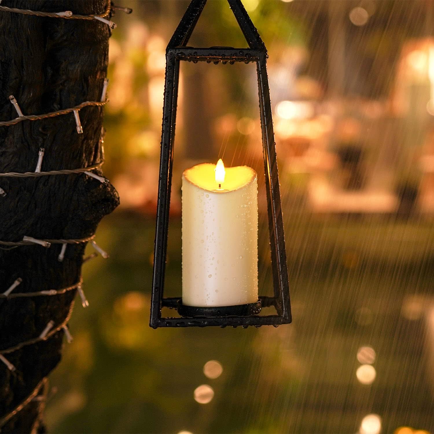 Homemory 6"x3" Outdoor Waterproof Flameless Candles, LED Candles, Battery Operated Candles with Remote and Timers, Electric Fake TLastic Pillar Candles, Ivory White, Set of 2