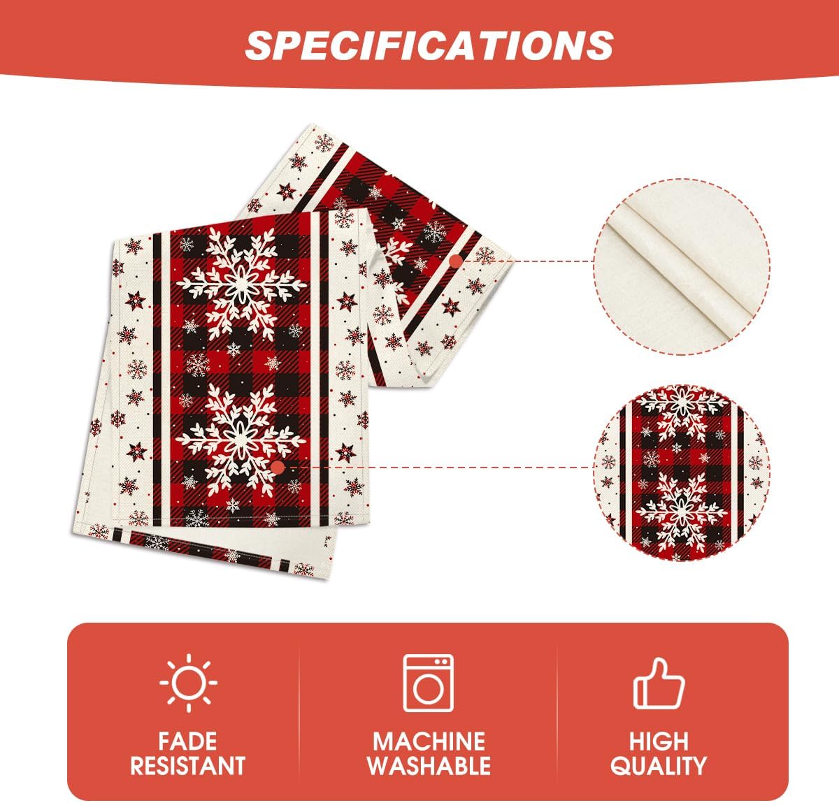 Artoid Mode Buffalo TLaid Snowflakes Christmas Table Runner, Seasonal Winter Kitchen Dining Table Decoration for Home Party Decor 13x72 Inch