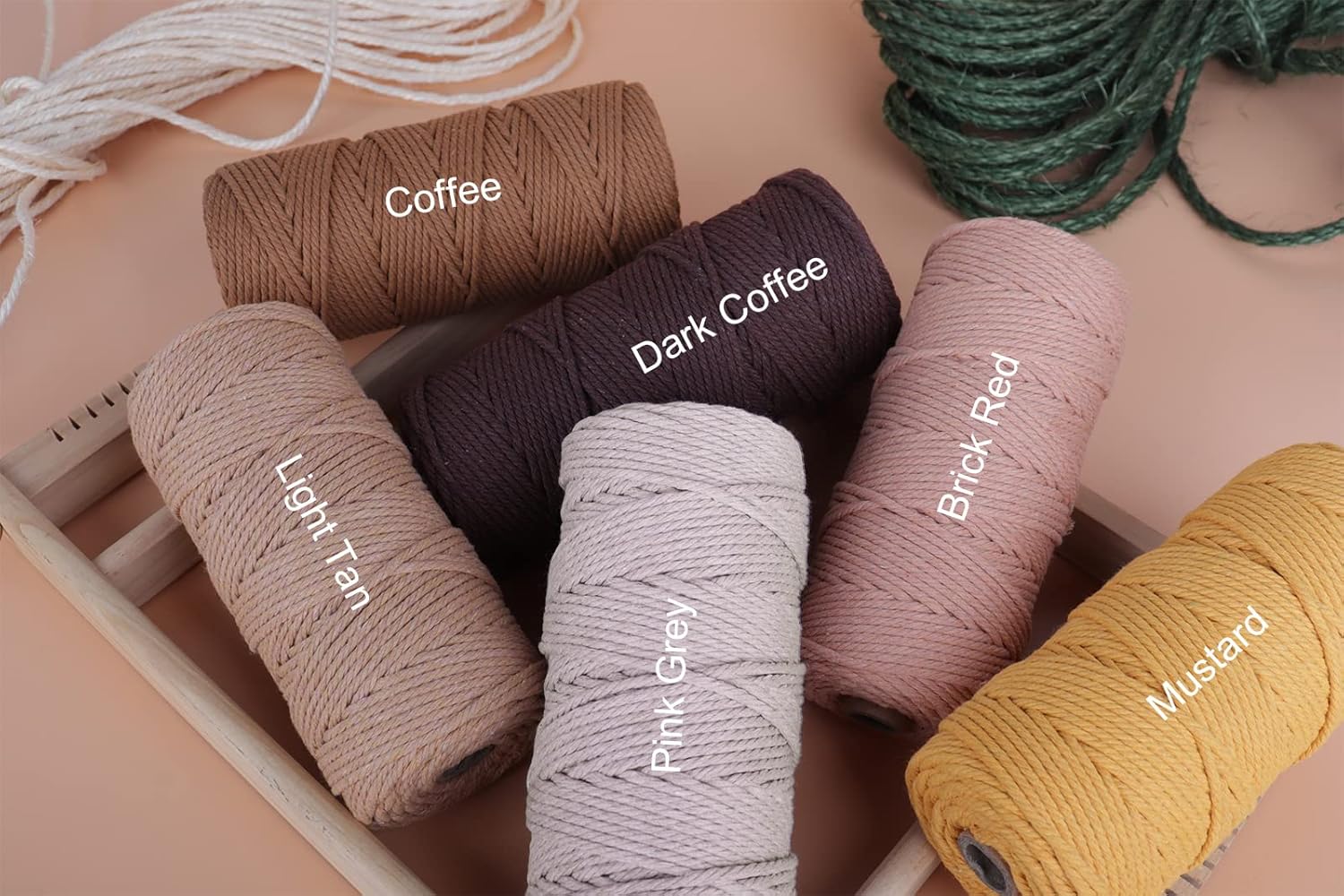 NOANTA Natural Macrame Cord 3mm x 109Yards, Beige Macrame Rope, Cotton Cord for Wall Hanging, TLant Hangers, Christmas Crafts, Knitting