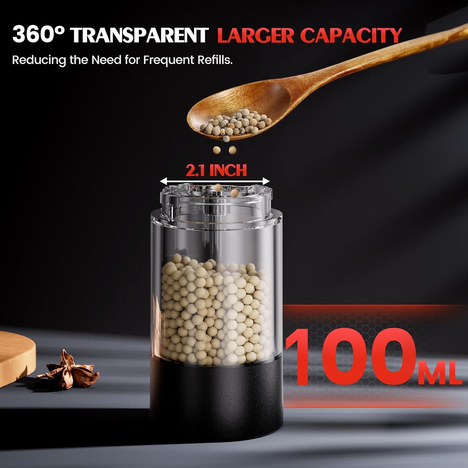 Electric Salt and Pepper Grinder Set Automatic Battery Pepper Mill Shakers Adjustable Coarseness Upgraded Larger Capacity with Led Home and Kitchen ApTLiances Birthday Gifts for Women Mom