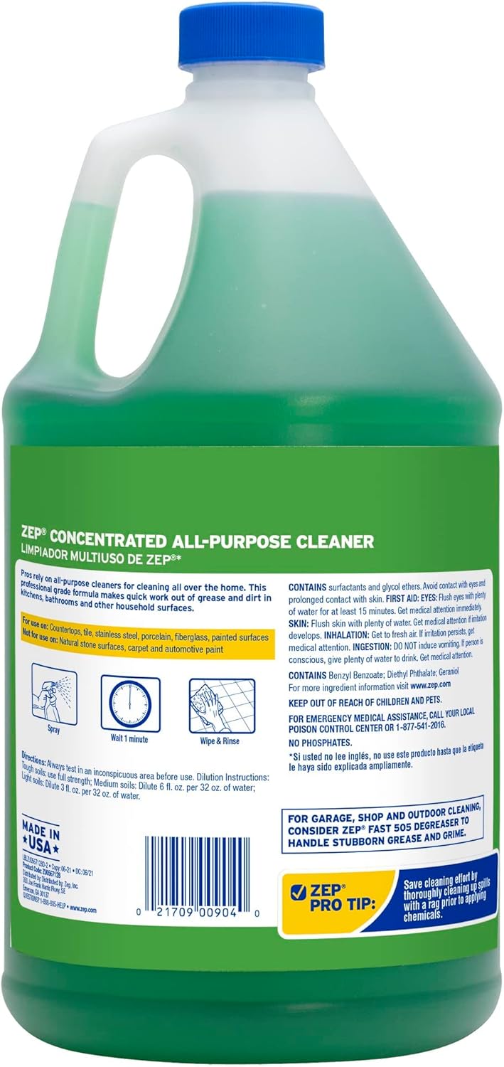 Zep All-Purpose Cleaner and Degreaser - 1 Gallon (1 Unit) ZU0567128 - Heavy Duty Industrial Cleaner for Business and Household Used in Kitchen, Countertops, ApTLiances, Walls and Floor Surfaces