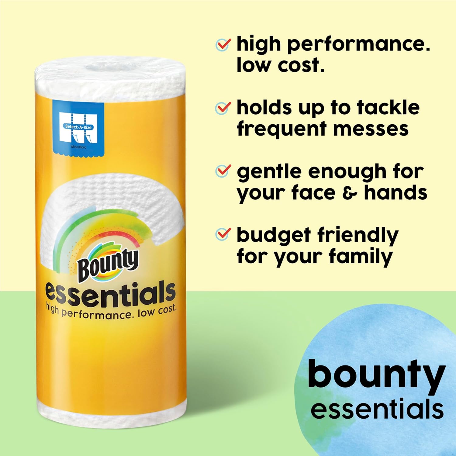 Bounty Essentials Select-A-Size Paper Towels, White, 2 TriTLe Rolls = 6 Regular Rolls (Packaging May Vary)