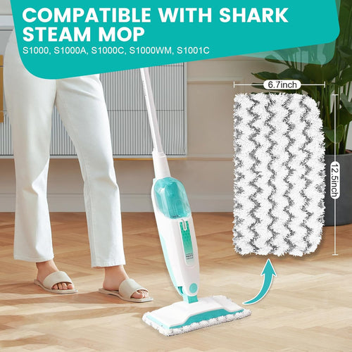 6 Pack Steam Mop ReTLacement Pads Compatible with Shark Steam Mops S1000/S1000A/S1000C/S1000WM/S1001C, Floor Steamer Pads Washable, Reusable Microfiber Cleaner Pads