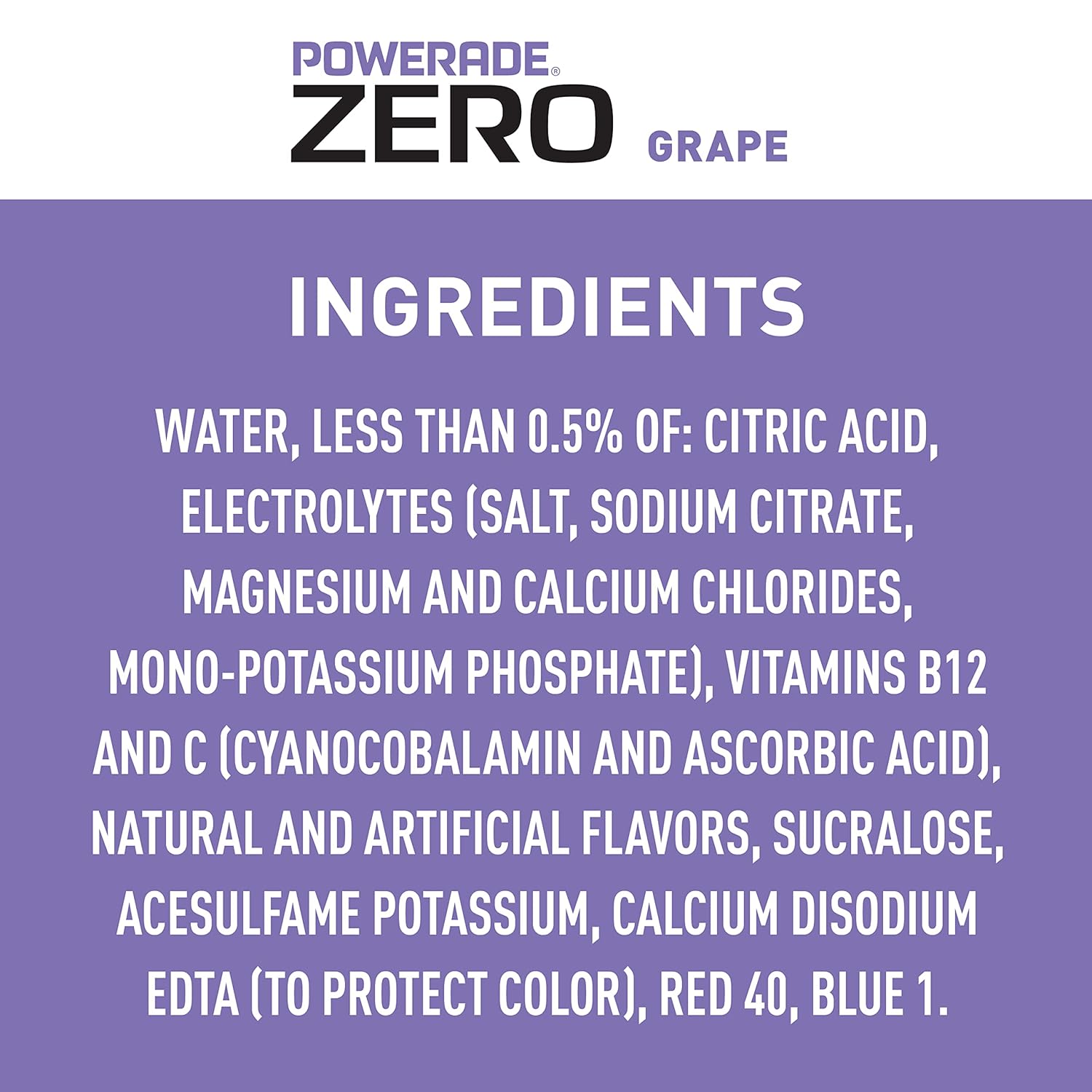 POWERADE Electrolyte Enhanced Zero Sugar Grape Sports Drink, 20 Ounce (Pack of 8)