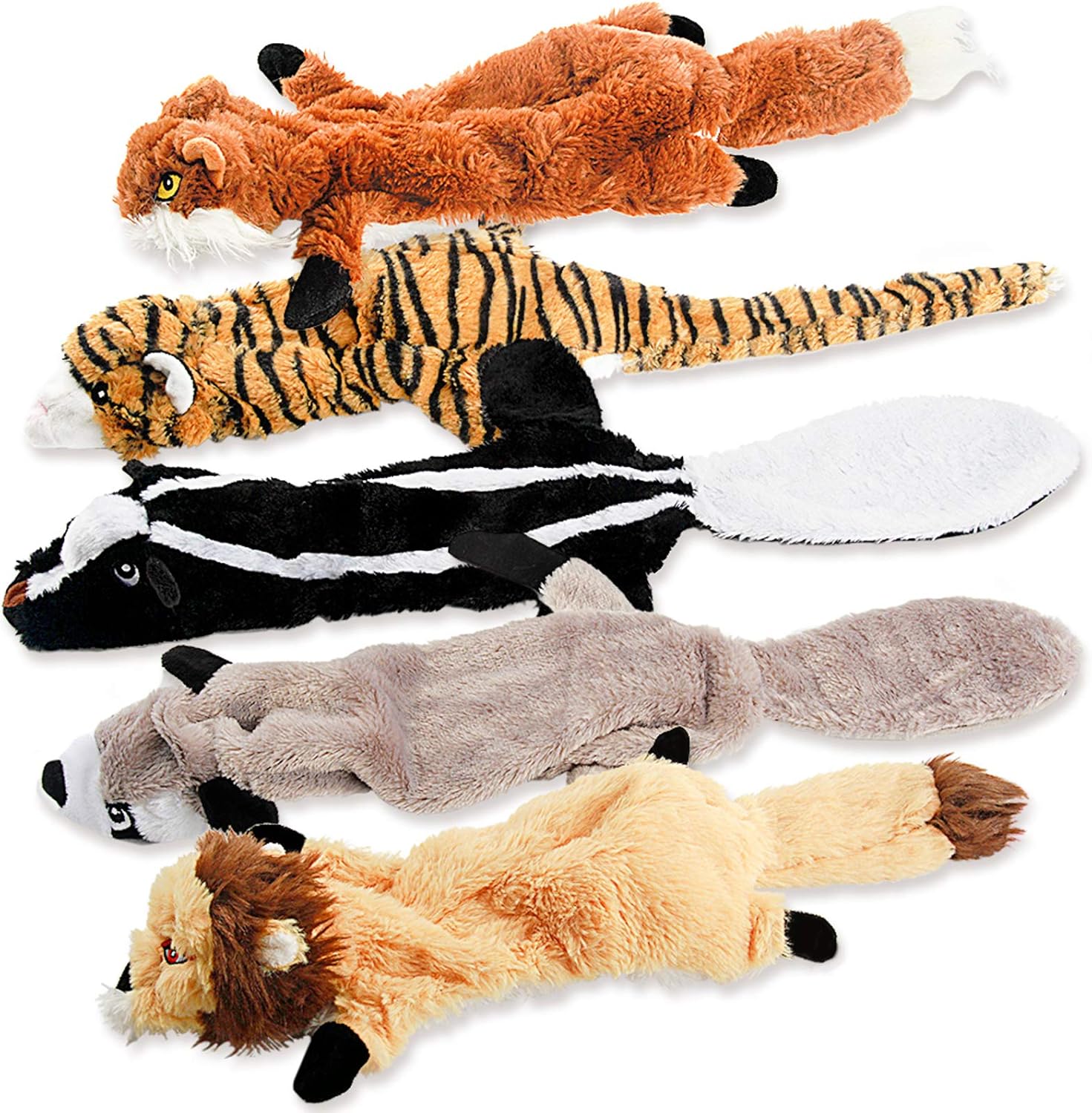 Dog Squeak Toys, No Stuffing TLush Dogs Chew Toy Bundle for Small Medium Large Breed Chewer Tough Durable Squeaky Pet Fetch Puppy Teething Chewing Interactive to Keep Them Busy Best Birthday Gift