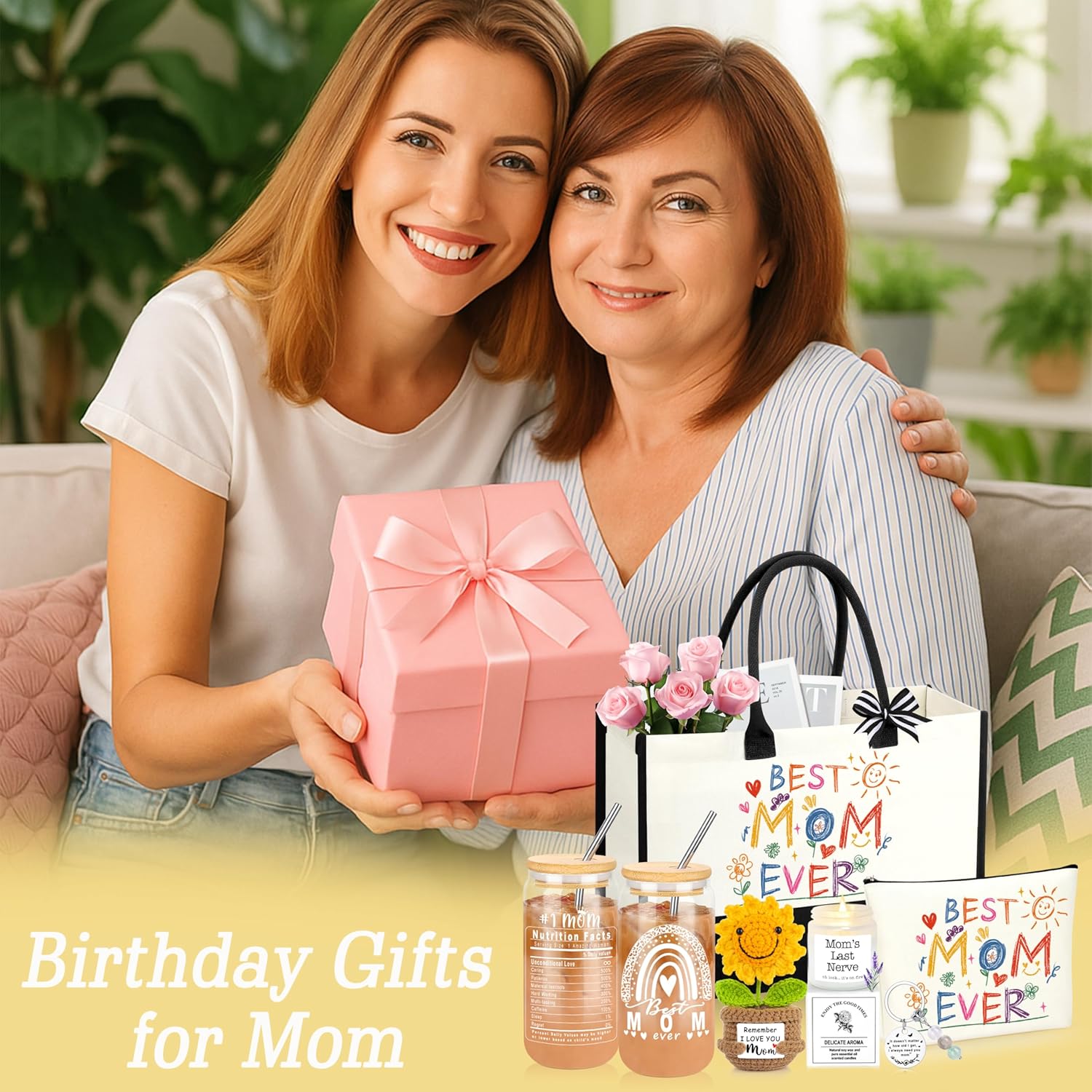 DOGMEM Mothers Day Gifts, Mom Birthday Gift Ideas Basket for Moms Mama Mother from Daughter Son Child, Mothers Day Gifts for Mom, New Moms Gift