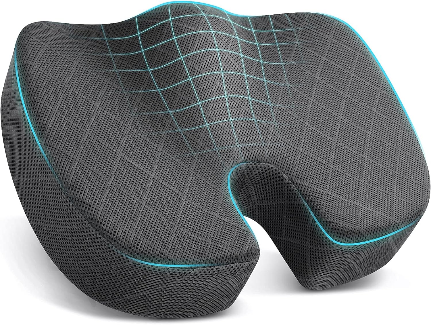 TushGuard Seat Cushion - Memory Foam Cushion for Office Chair, Car Seat, AirTLane, Bleacher - Sciatica & Hip & Coccyx Pain Relief Desk Chair Cushion for Long Sitting Office Workers, Car Drivers