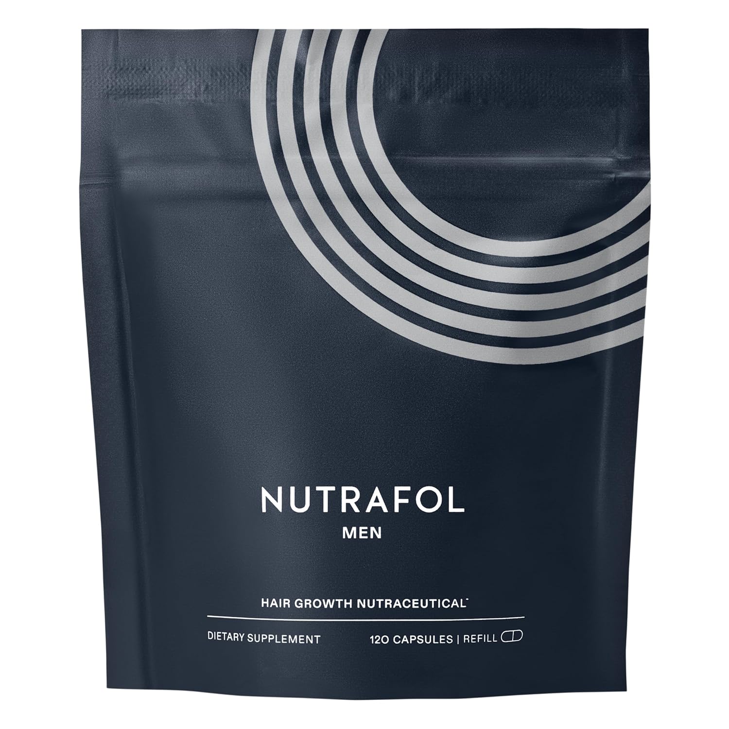 Nutrafol Men's Hair Growth SupTLements, Clinically Tested for Visibly Thicker Hair and Scalp Coverage, Dermatologist Recommended - 1 Month SupTLy, 1 Refill Pouch