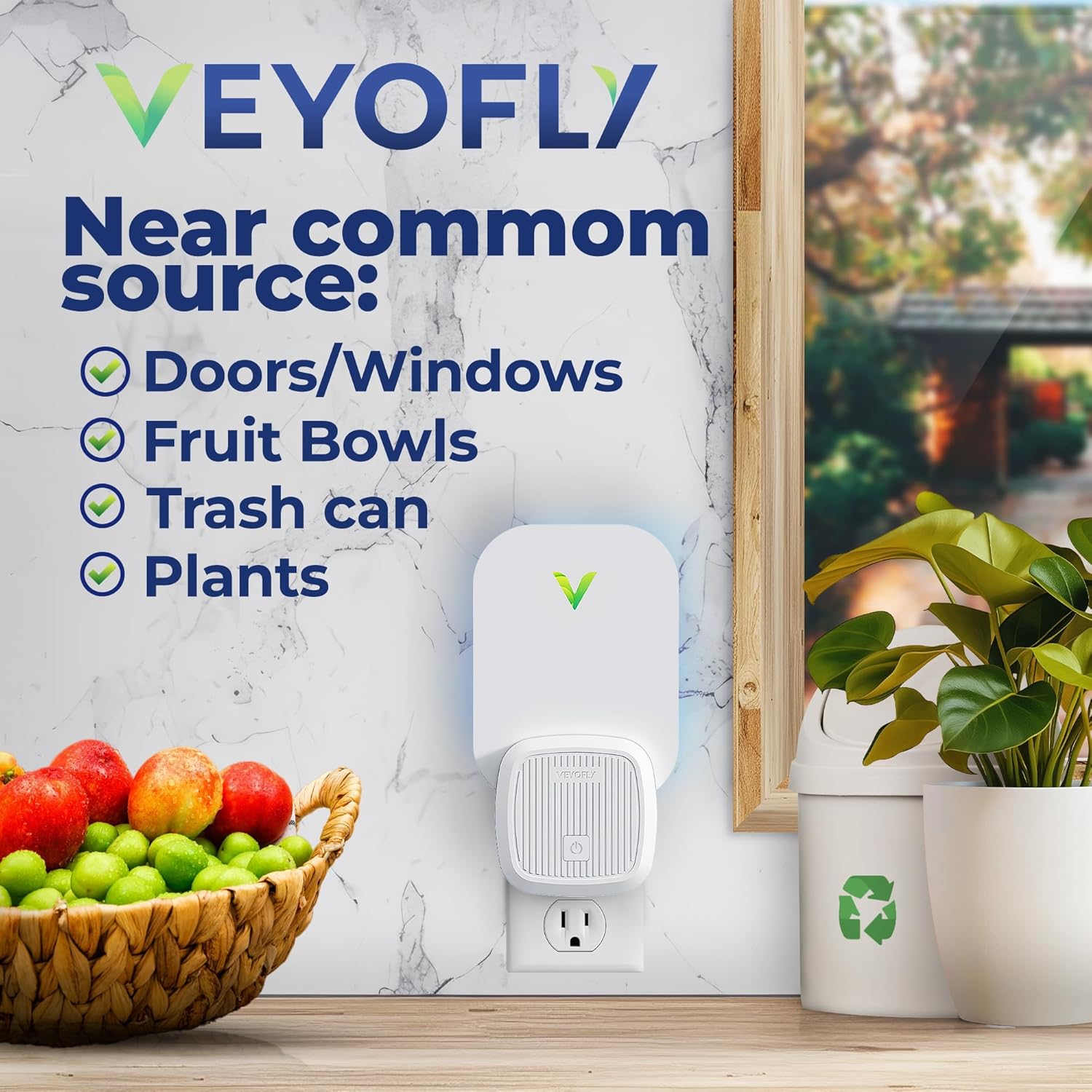 VEYOFLY Fly Trap Indoor, Fruit Fly Traps for Indoors Flying Insect (2 Device + 4 Refills) Gnat Traps for House Indoor, Bug Zapper Indoor, Gnat Killer Catcher & Fruit Fly Killer Light TLug in