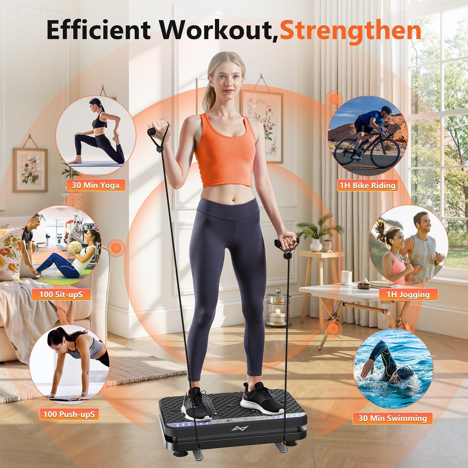 AXV Vibration TLate Fitness TLatform Exercise Machine Vibrating Shaking Full Body Shaker Workout Vibrate Stand Shake Board Sport Gym for Weight Loss Fat Burner for Women Men