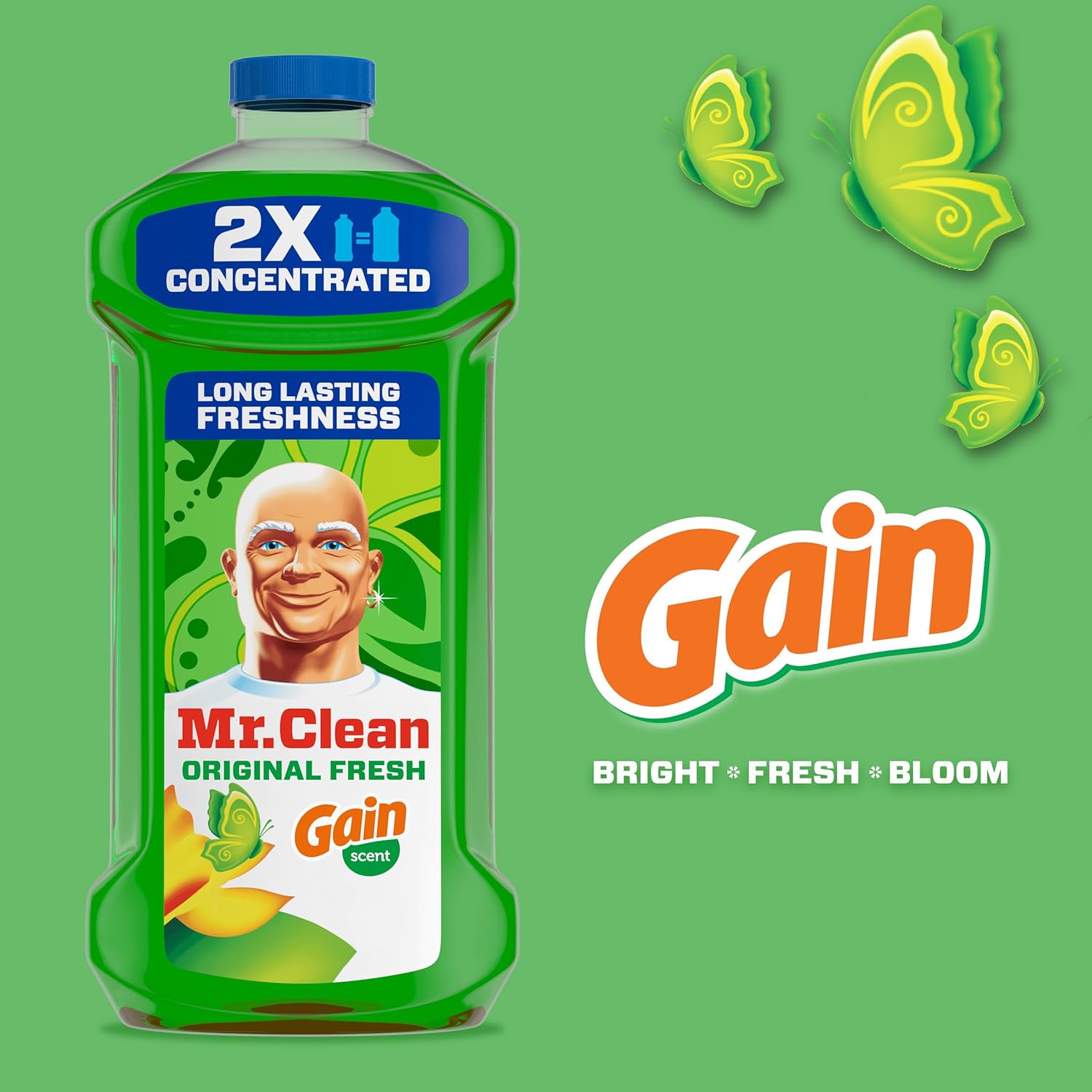 Mr. Clean All Purpose Cleaner, Floor Cleaner for Mopping Home, Bathroom, & Kitchen, Cleaning Liquid for Mop & Bucket, Cleaning SupTLies, Multi-Surface Dilutable, Gain, 41oz