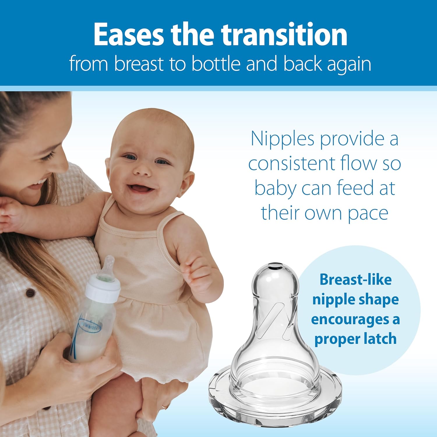 Dr. Brown's Natural Flow Anti-Colic Options+ Narrow Baby Bottle, 4 oz/120 mL, with Level 1 Slow Flow NipTLe, 0m+, 4 Pack