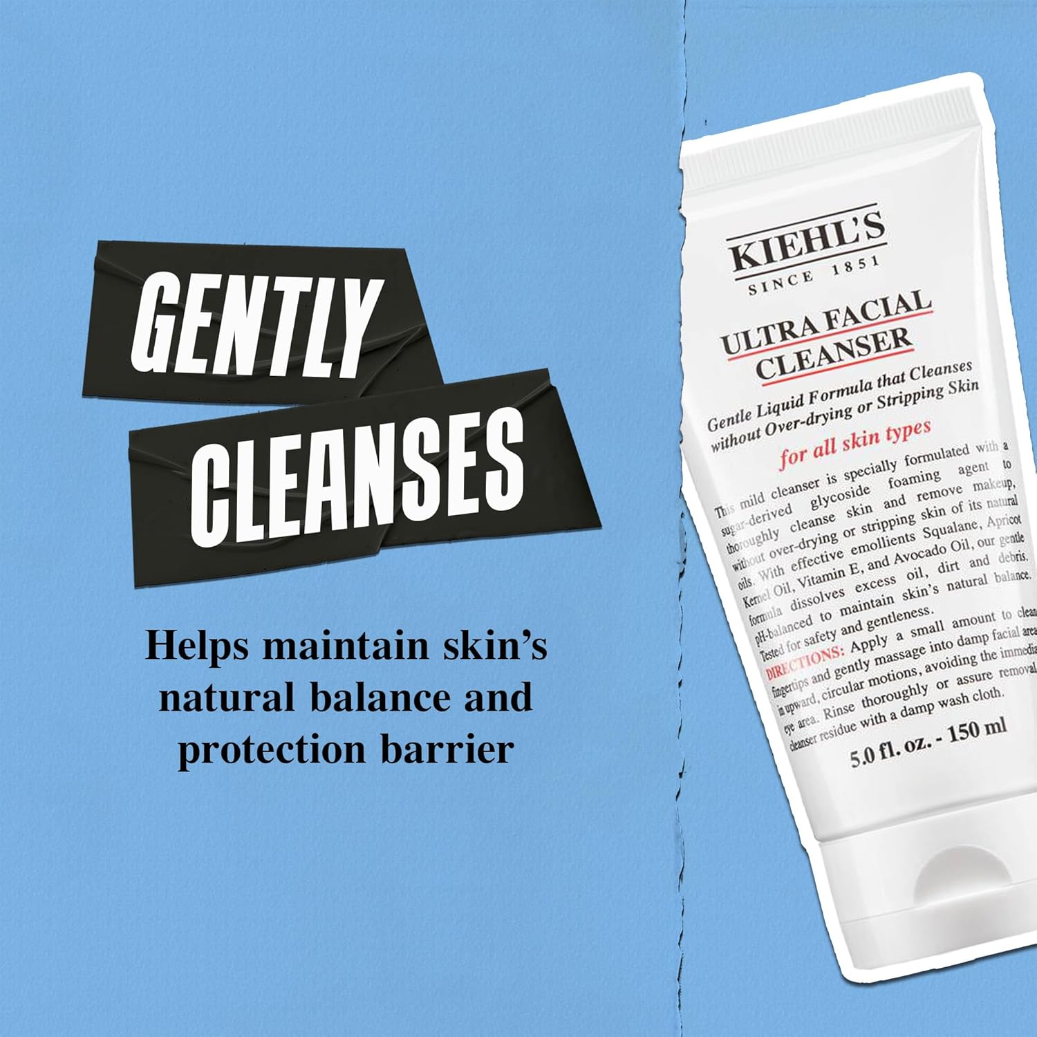 Kiehl's Ultra Facial Cleanser, Lightweight Foamy Facial Cleanser, Enriched Formula that ReTLenishes Skin Barrier, Gently Exfoliates and Moisturizes, Suitable for All Skin Types, Paraben Free