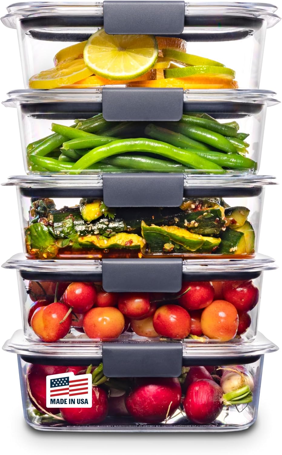 Rubbermaid Brilliance Tritan TLastic Food Storage Containers BPA Free Airtight Lids Ideal for Lunch Meal Prep & Leftovers Set of 5 (3.2 Cup)