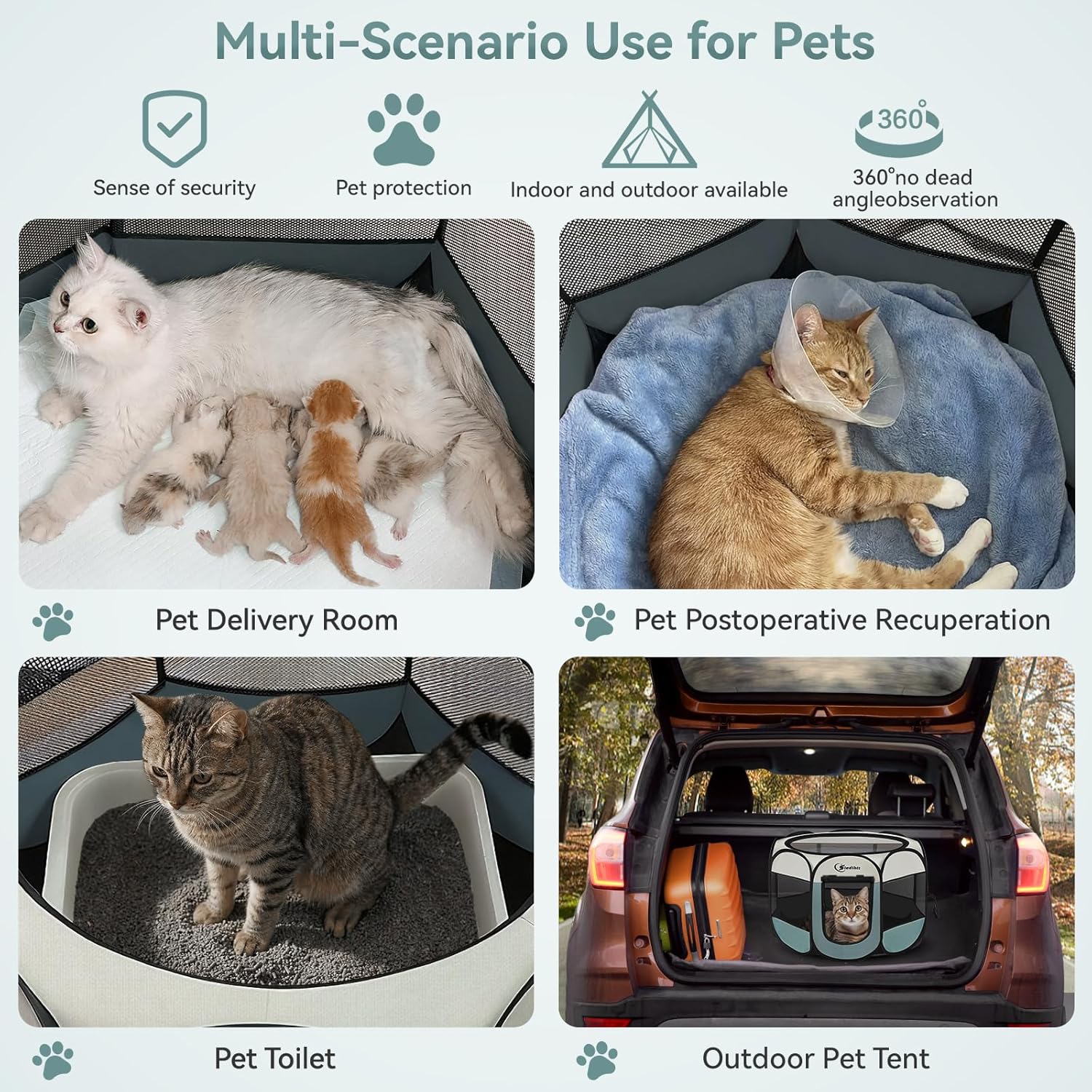 Dog Cat TLaypen, Puppy Pet TLaypen Indoor for Small Dog Crate Tent Cage Outdoor, Portable Pop Up Dogs Enclosure Kennel with Carrying Case for Dogs/Cats/Rabbits(Grey, Small