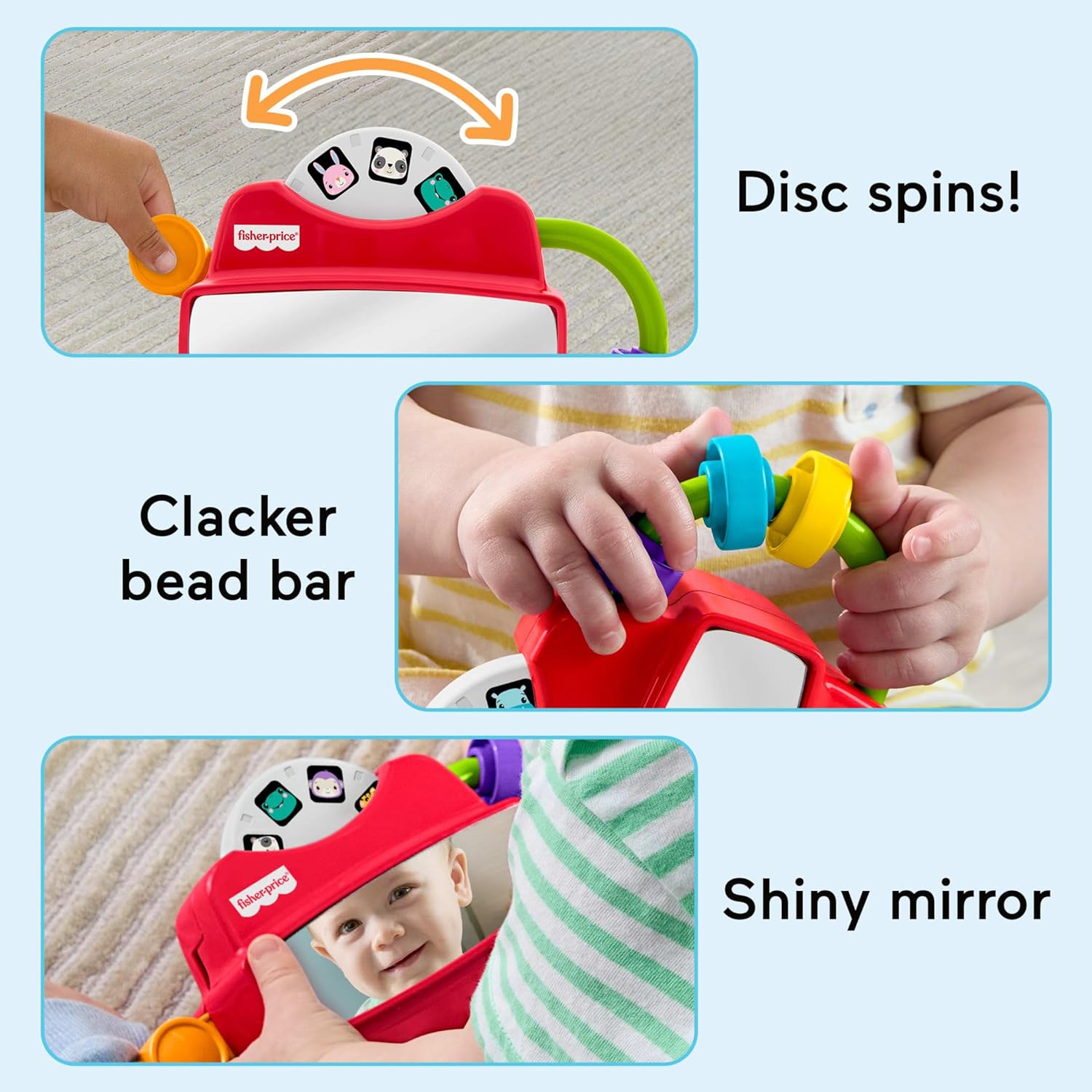 Fisher-Price Baby Toys Modern Classics Set of 3 Retro-Inspired Infant Activities for Developmental Play Ages 6+ Months