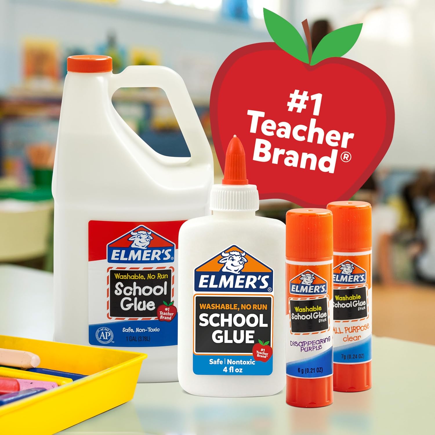 Elmer's Disappearing PurTLe School Glue Sticks, Washable, 22 Grams, 3 Count - Poster, Vision Board, Back to School SupTLies, #1 Teacher Brand