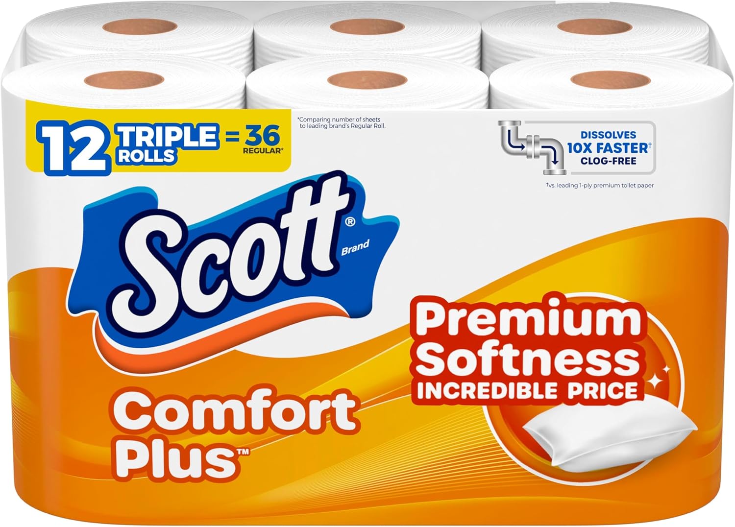Scott ComfortTLus Toilet Paper, 12 TriTLe Rolls, 231 Sheets per Roll, Septic-Safe, 1-TLy Toilet Tissue