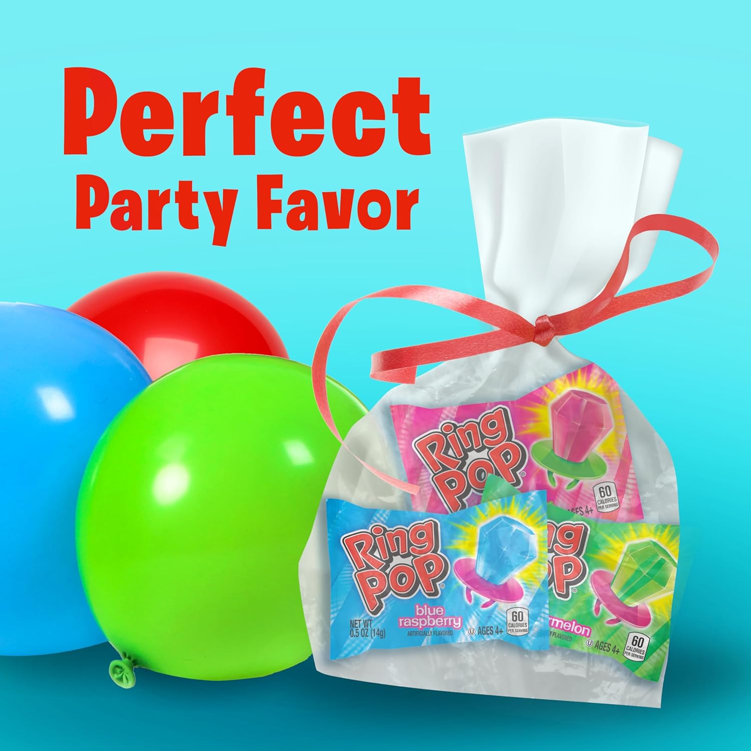 Ring Pop Lollipops - Bulk Candy Individually Wrapped Suckers Variety Party Pack- 20 Count w/Assorted Flavors - Hard Candy for Party Favors, Kids & Goodie Bags