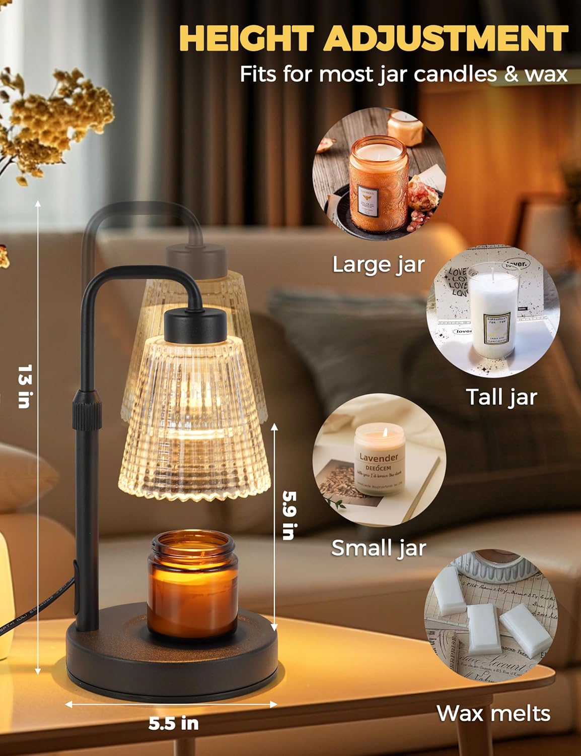 GODONLIF Candle Warmer Lamp with Timer Dimmable, Birthday Gifts for Women Mom, House Warming Gifts New Home Decor, Wax Melt Warmer for Jar Candles with 2 Bulbs Visit the GODONLIF Store