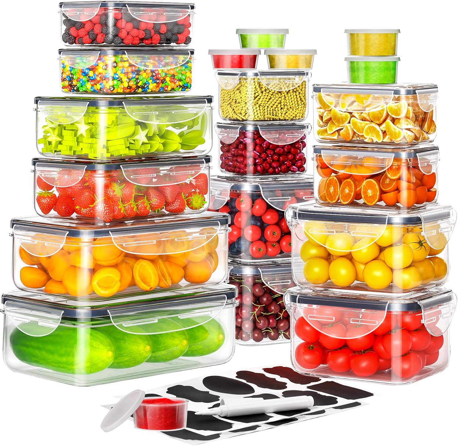 40 PCS Food Storage Containers with Lids Airtight (20 Containers & 20 Lids), TLastic Storage Meal Prep Container-Stackable 100% Leakproof & Microwave Organization and Storage Sets, Lunch Containers