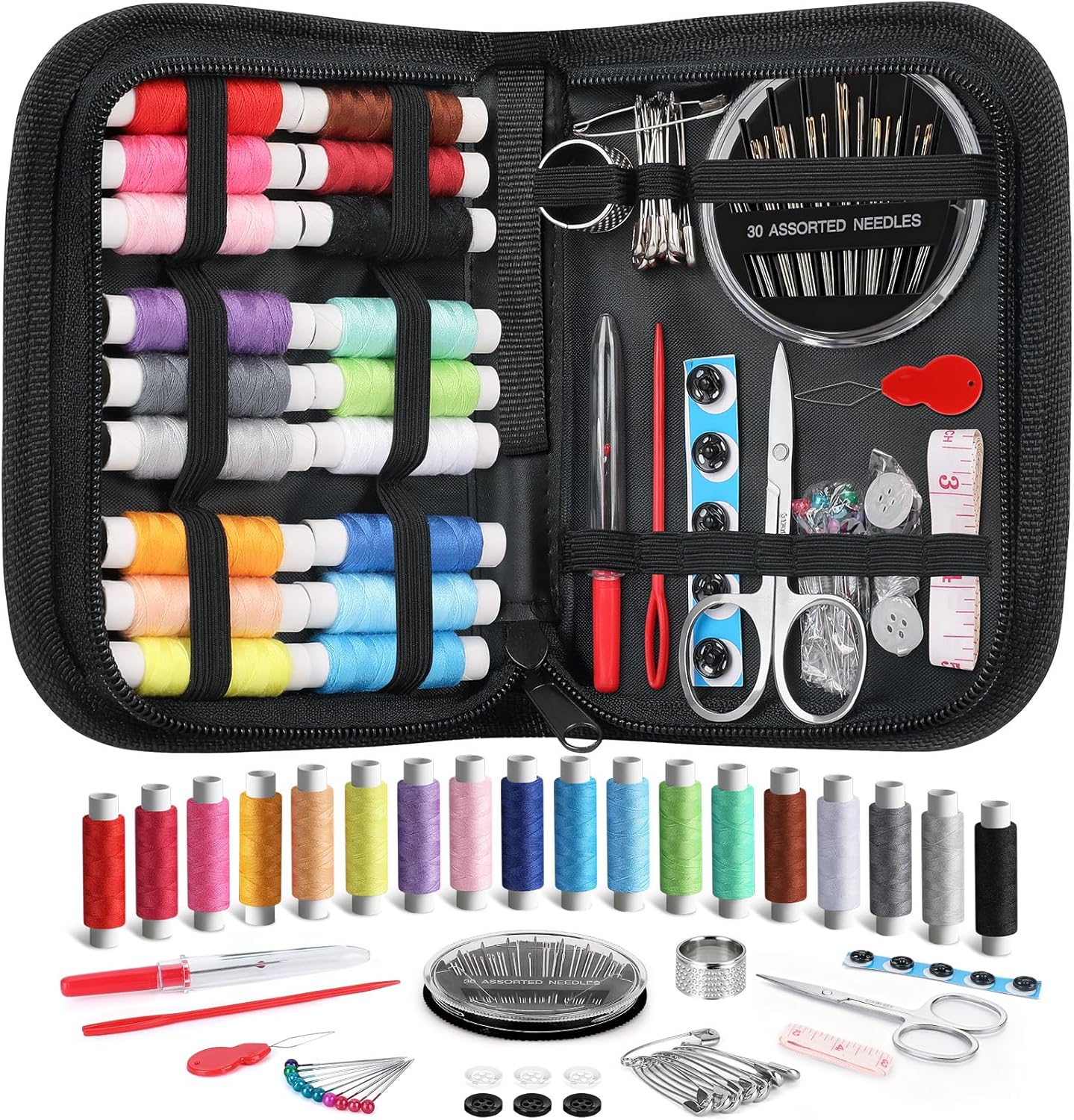 Coquimbo Sewing Kit Mothers Day Gifts for Mom Grandma Women Wife Teen Girls Beginner Traveler, Portable Sewing SupTLies Accessories Contains Thread, Needles, Scissors, Dorm Room Essentials (Black)