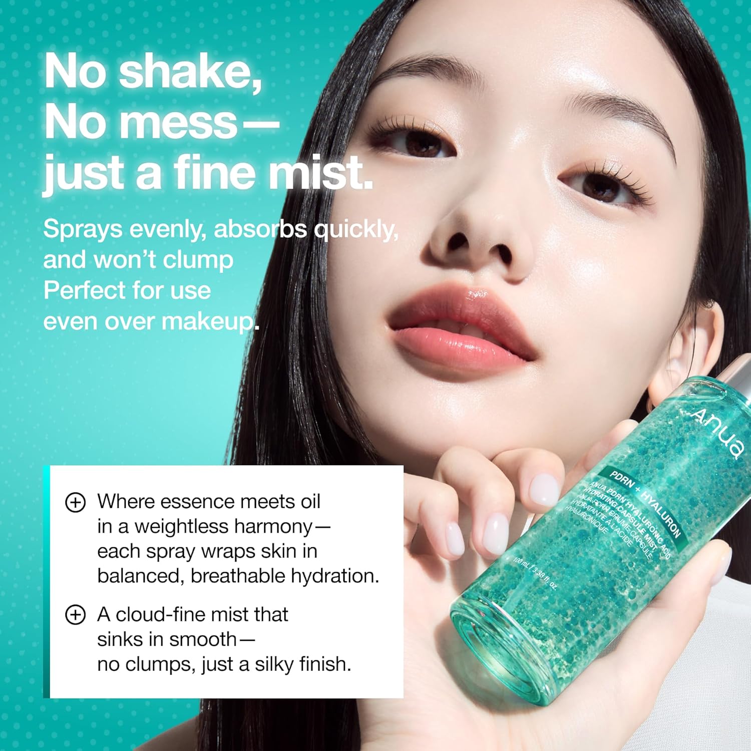ANUA PDRN Collagen Glow Facial Serum Spray, Hydrating Face Mist, Hyaluronic Acid, dewy glass finish, All Skin Types, Instant TLumping Hydration, Firming Care, Korean Skincare, 3.38 fl oz