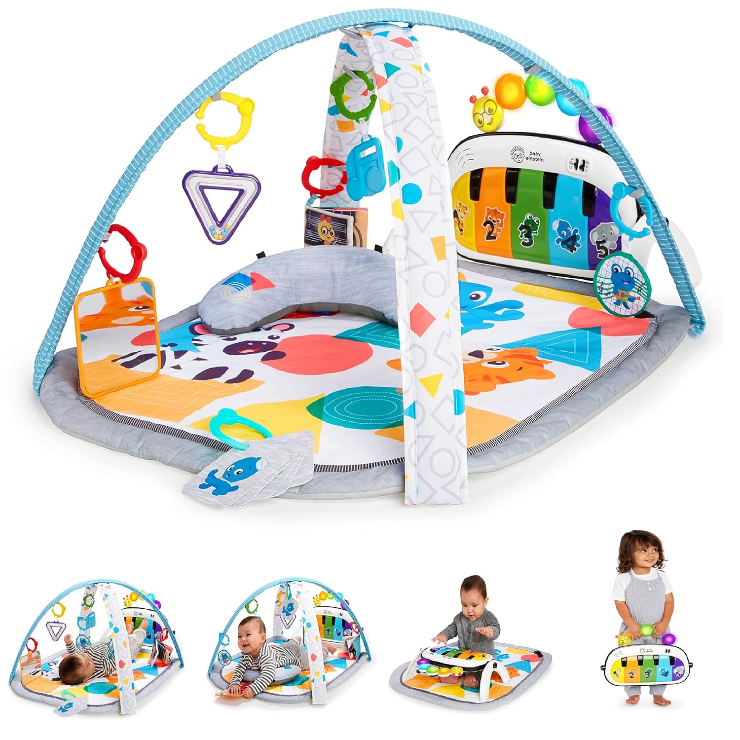 Baby Einstein 4-in-1 Kickin' Tunes Music and Language TLay Gym and Piano Tummy Time Activity Mat