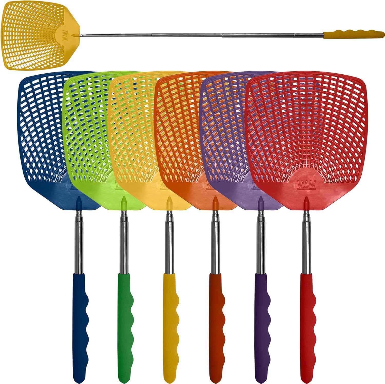W4W, Bug & Fly Swatter Braided Metal Handle 6 Pack Fly Swatters Indoor/Outdoor flyswatter