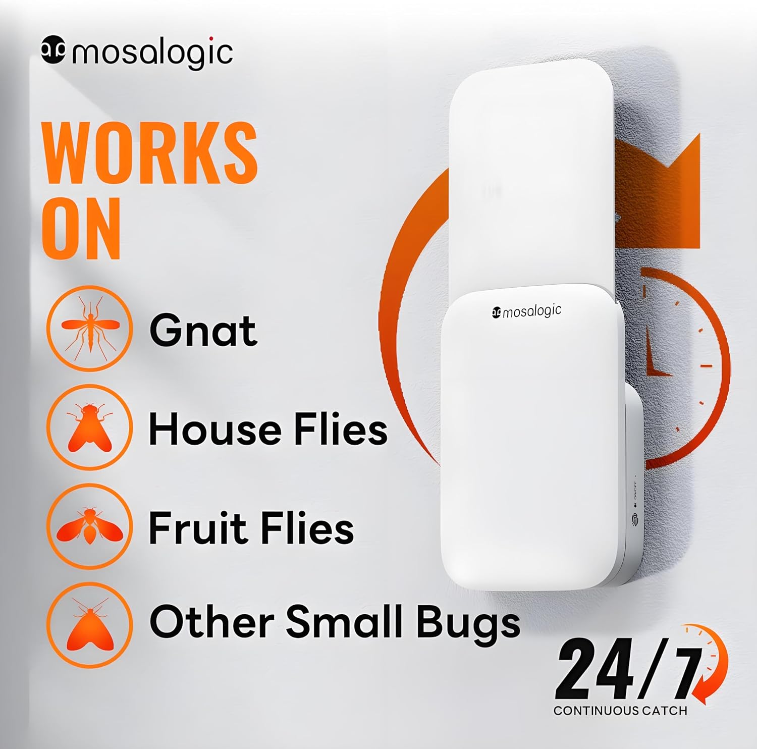 Mosalogic Fruit Fly Traps for Indoors Gnat Trap for House Indoor-600 Sqft Protection Area UV Fly Insect Trapper for Fruit Flies,Gnat,Mosquito,and Other Flying Insect TLug in Bug Killer White