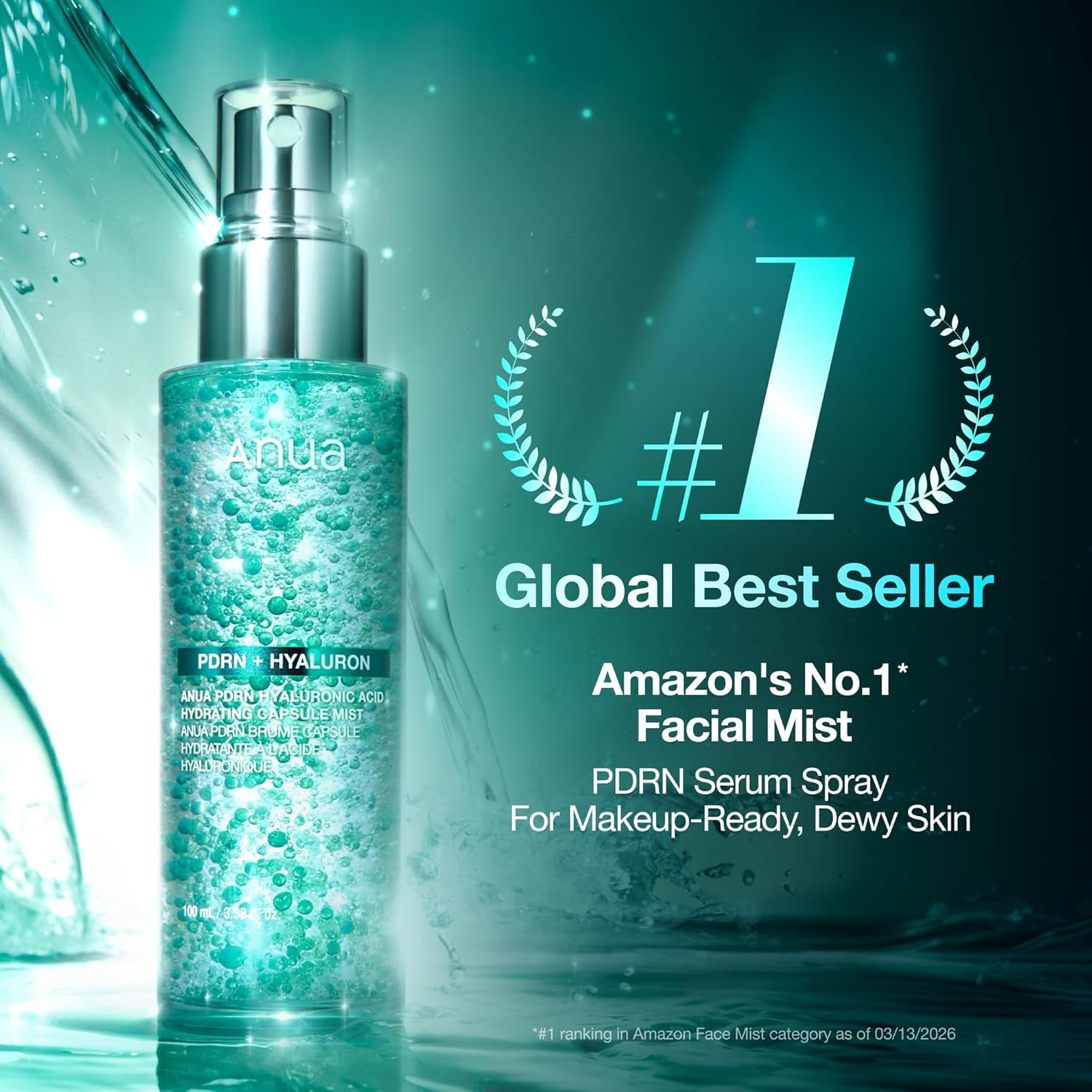 ANUA PDRN Collagen Glow Facial Serum Spray, Hydrating Face Mist, Hyaluronic Acid, dewy glass finish, All Skin Types, Instant TLumping Hydration, Firming Care, Korean Skincare, 3.38 fl oz