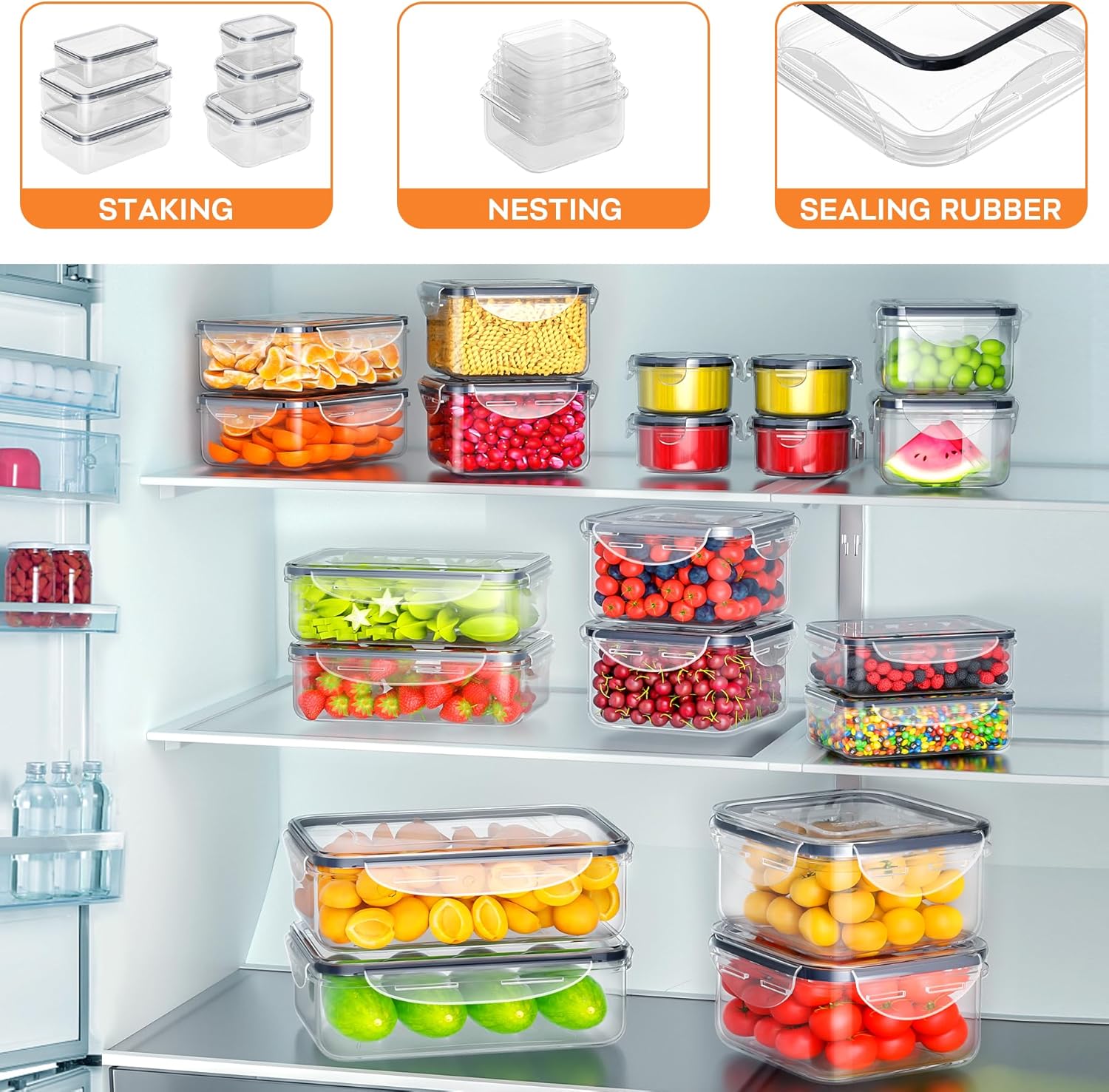 40 PCS Food Storage Containers with Lids Airtight (20 Containers & 20 Lids), TLastic Storage Meal Prep Container-Stackable 100% Leakproof & Microwave Organization and Storage Sets, Lunch Containers