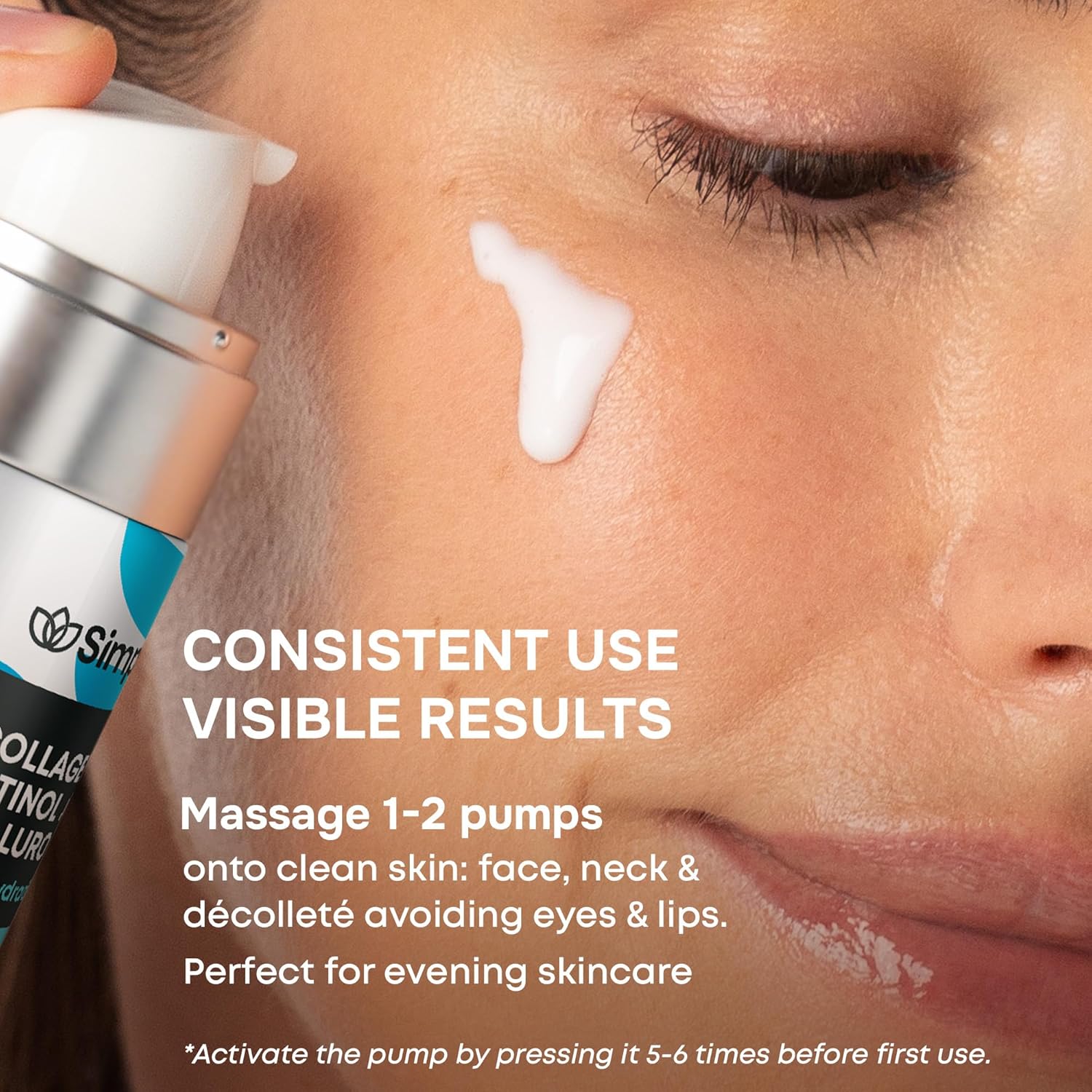 SimTLyVital Collagen, Retinol & Hyaluronic Acid Serum - Anti-Aging Moisturizer for Face, Neck & Décolleté - Made in USA, Deep Moisturizing Skin Care ComTLex - Hydrating Facial Serum for Women, 1 fl.oz
