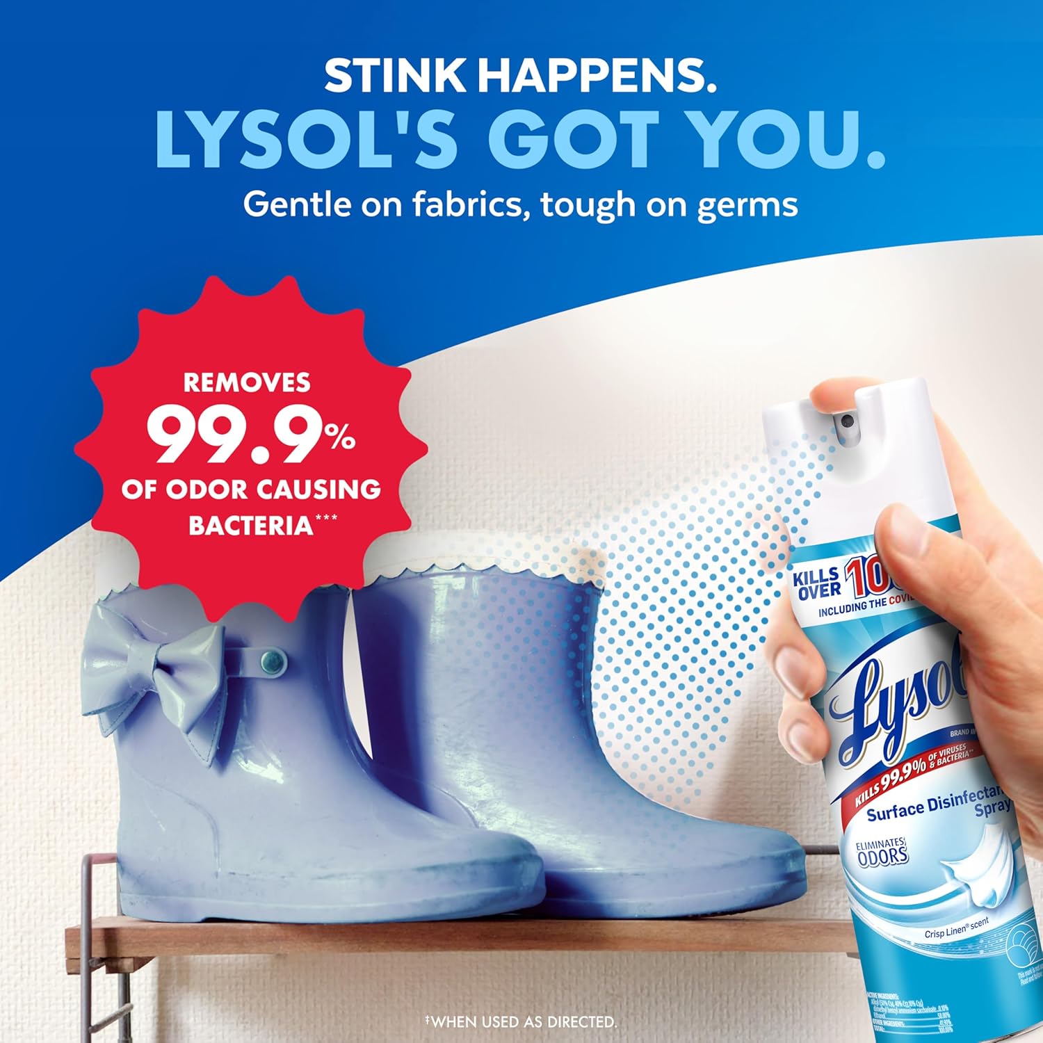 Lysol Disinfectant Spray, Household Essential Cleaning SupTLies, Multi-Purpose Room Spray, Antibacterial Sanitizer Spray, Upholstery Deodorizer, Home and Bathroom, Crisp Linen,19 Fl Oz (Pack of 2)
