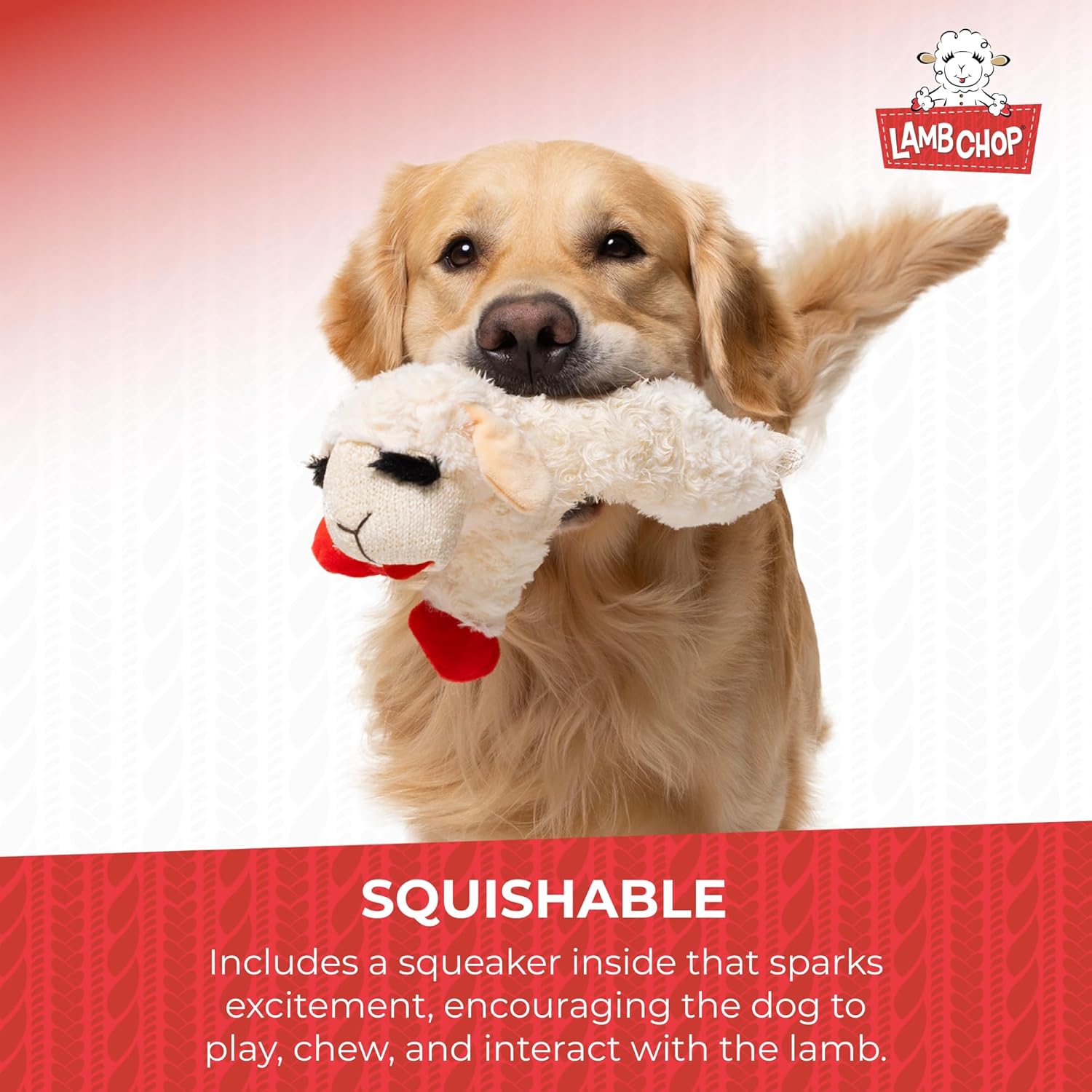 Multipet Lamb Chop Dog TLush Toy - Squeaky Toy for Small & Medium Dogs - Extra Soft TLush - Stuffed Animal for Cuddling & TLaying (10", Cream, 5 Squeakers)