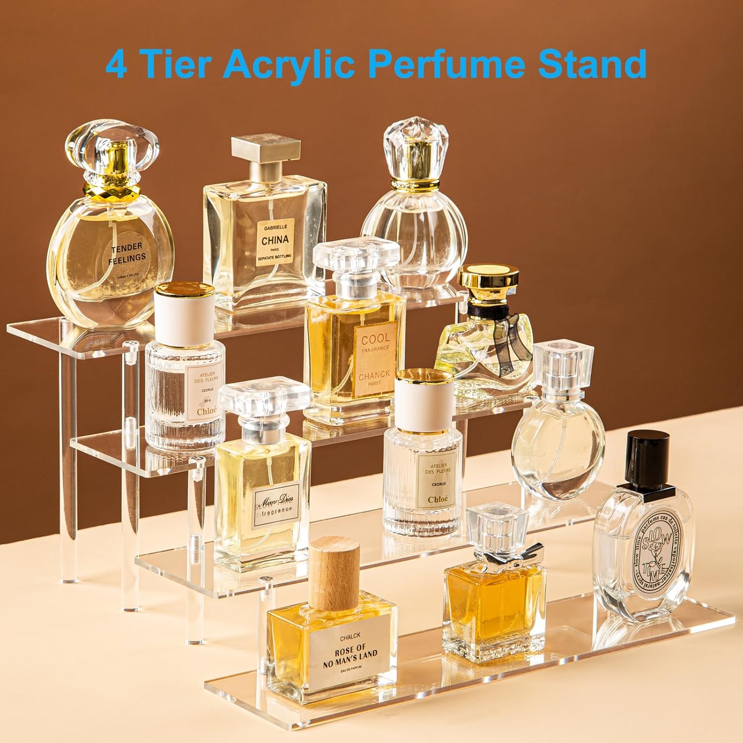 4 Tier Clear Acrylic Perfume Organizer Stand for DisTLay & Storage